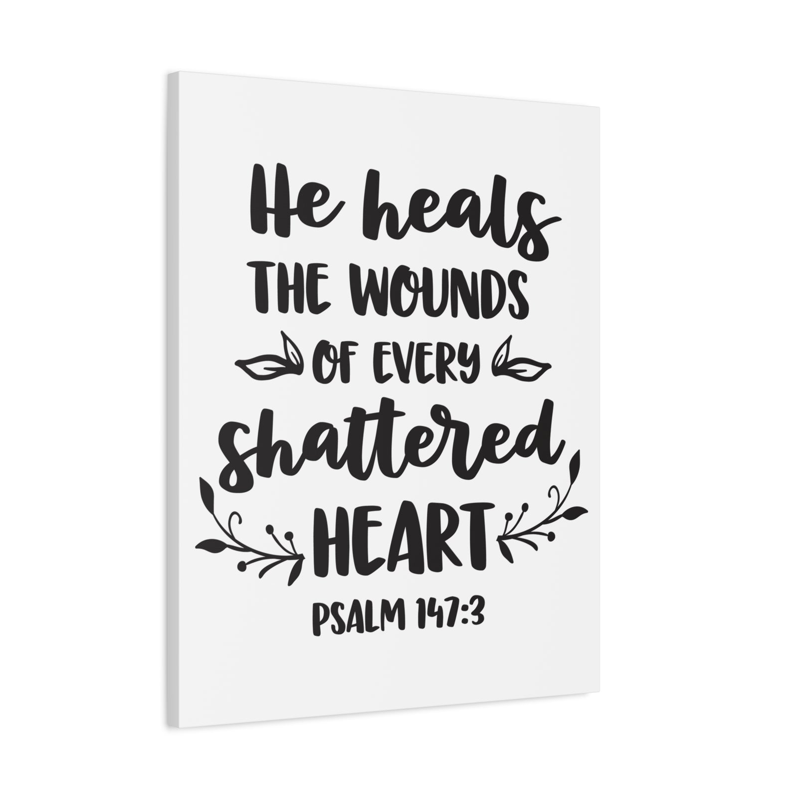 Scripture Canvas He Heals The Psalm 147:3 Christian Wall Art Bible Verse Print Ready to Hang-Express Your Love Gifts