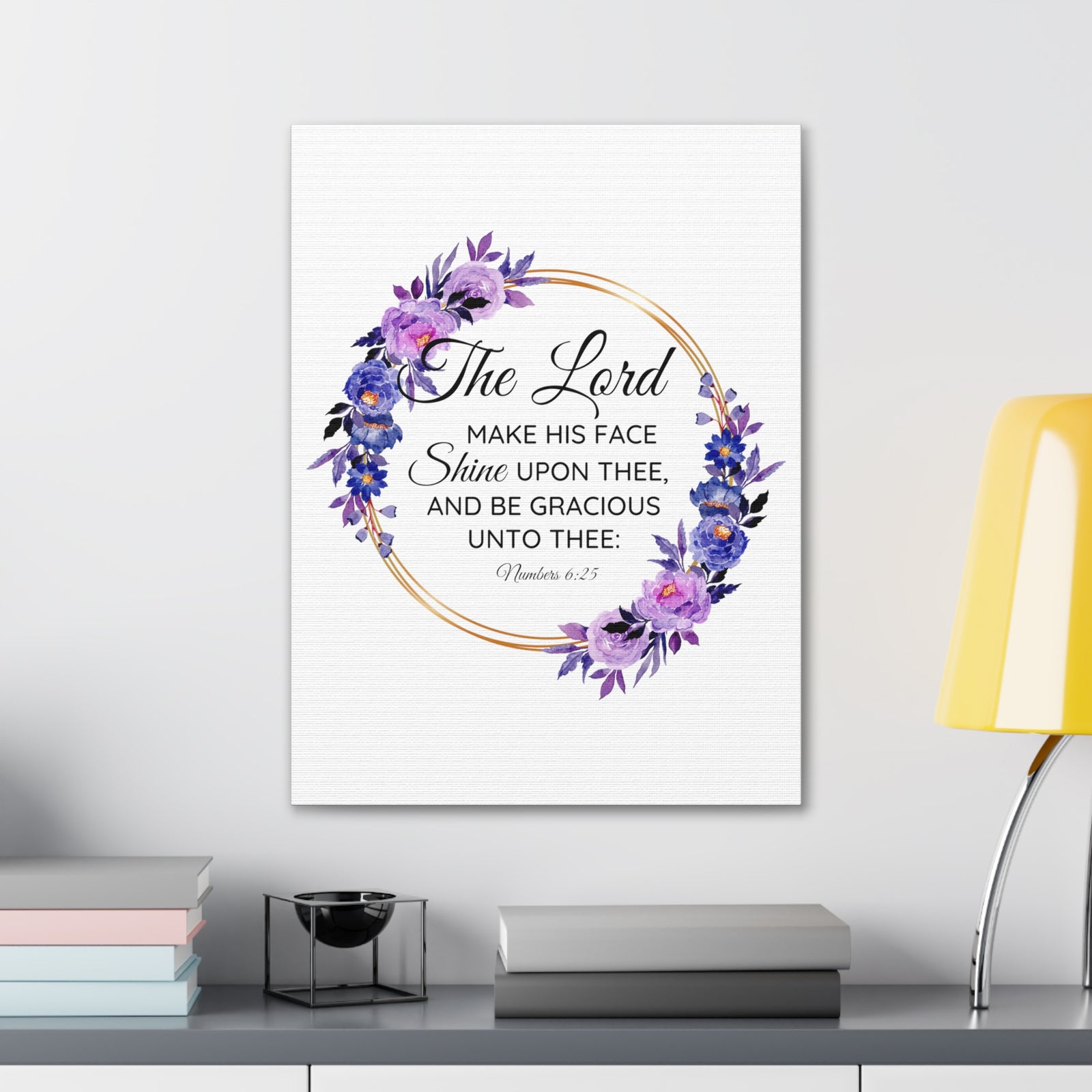 Scripture Walls Numbers 6:25 Shine Upon Thee Bible Verse Canvas Christian Wall Art Ready to Hang Unframed-Express Your Love Gifts
