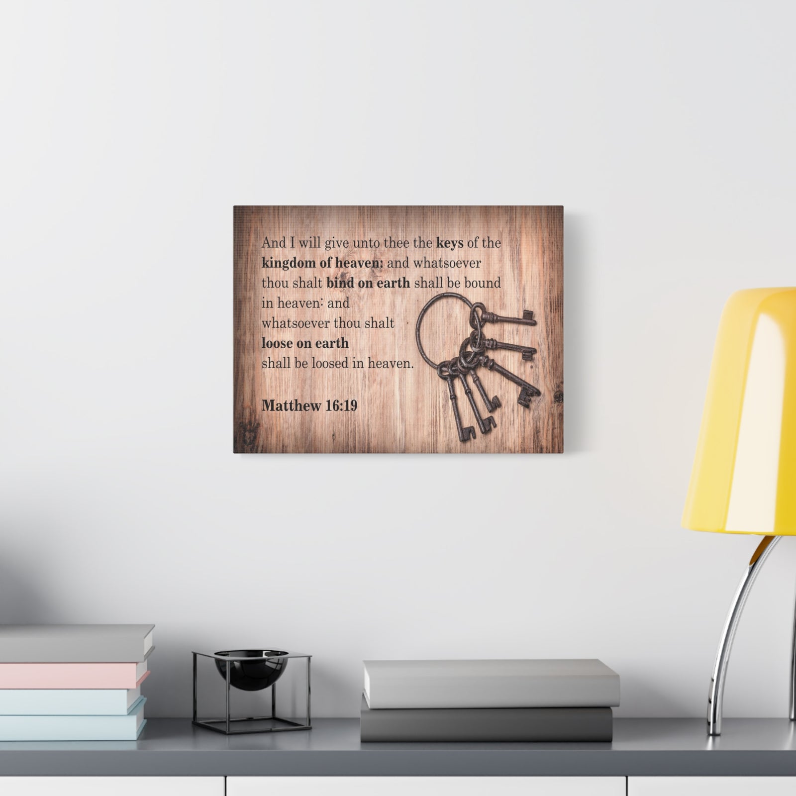 Scripture Canvas Bind on Earth Matthew 16:19 Christian Wall Art Bible Verse Print Ready to Hang-Express Your Love Gifts