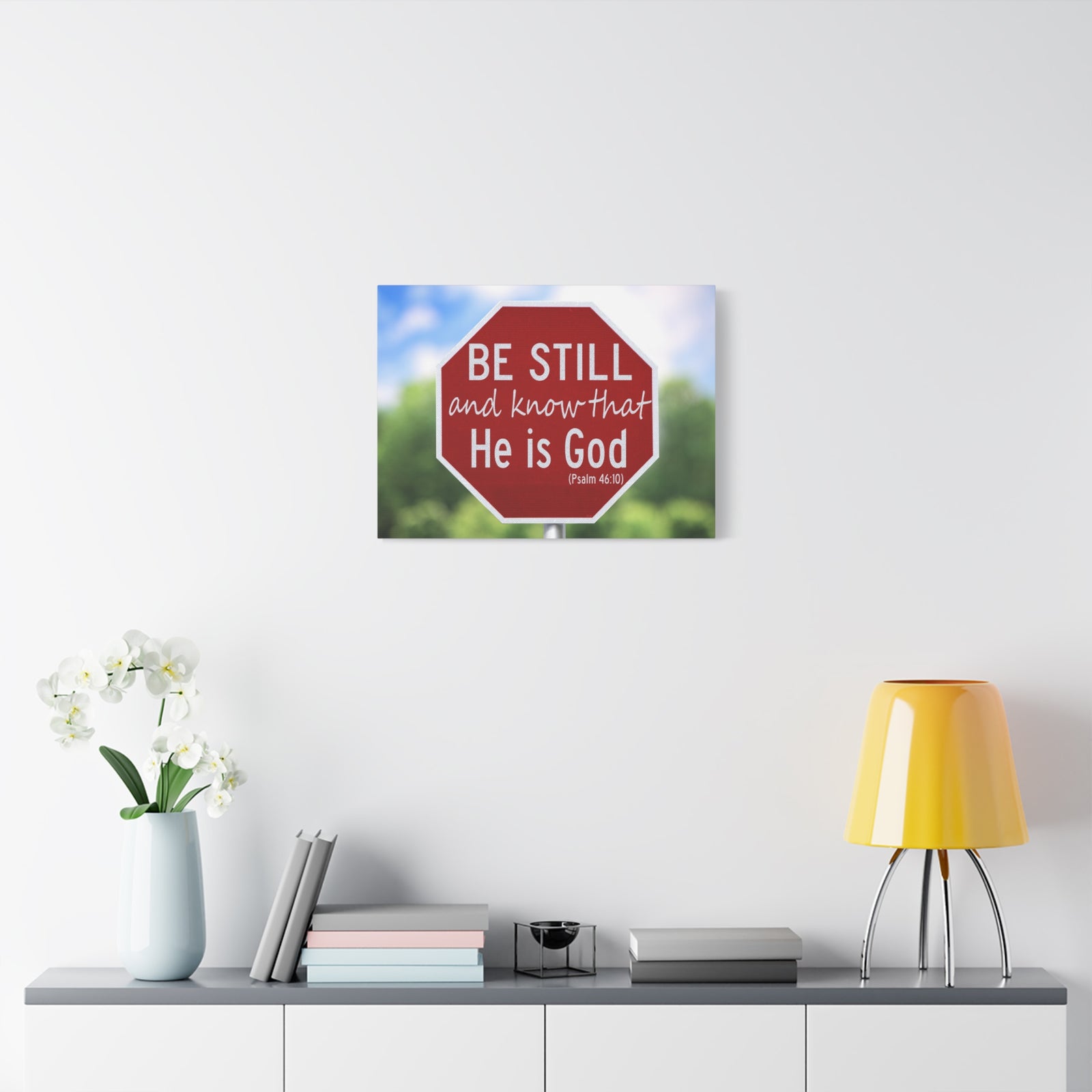 Scripture Canvas He Is God Psalm 46:10 Christian Wall Art Bible Verse Print Ready to Hang-Express Your Love Gifts