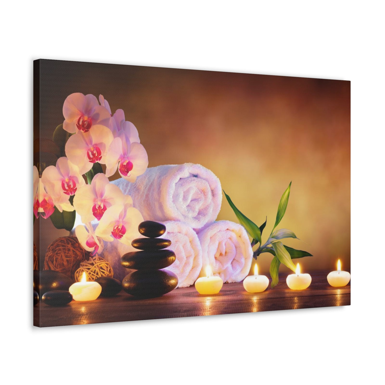 Massage Stones with Towels Forest Floral Nature Photography Canvas Wall Art for Home Decor Ready-to-Hang-Express Your Love Gifts
