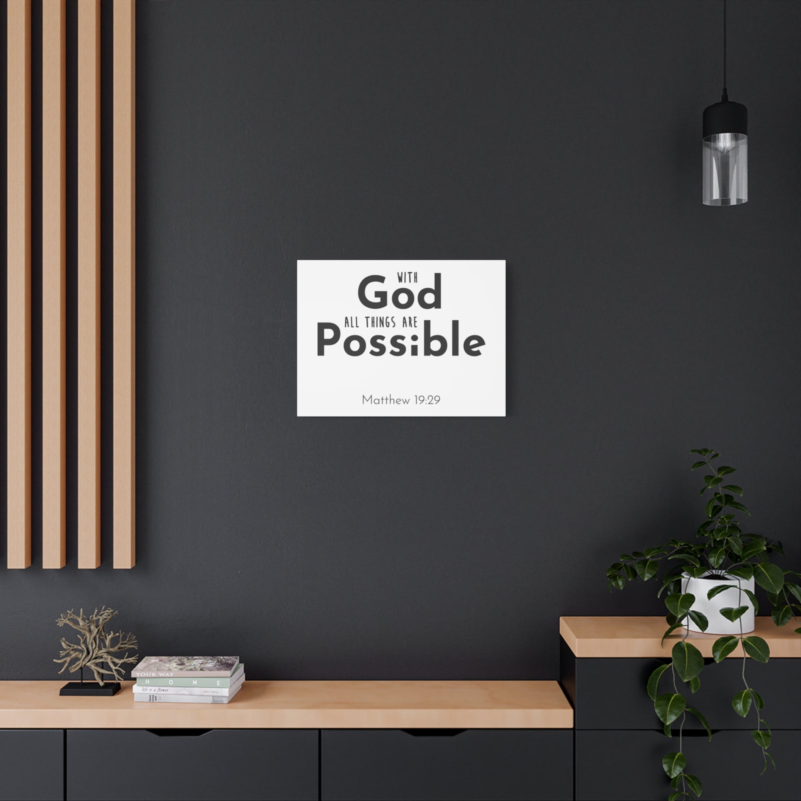 Scripture Canvas With God All Things Matthew 19:29 Christian Wall Art Bible Verse Print Ready To Hang-Express Your Love Gifts
