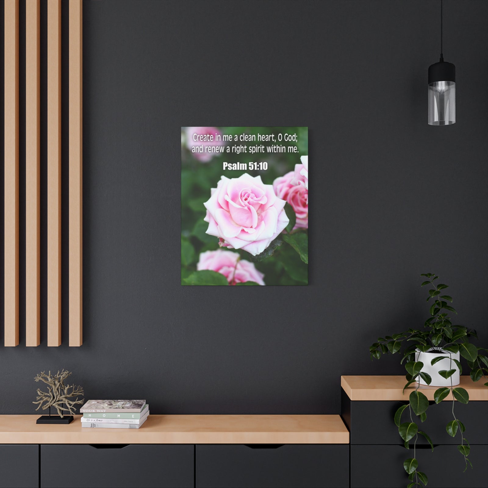 Scripture Canvas Create In Me Psalm 51:10 Christian Wall Art Bible Verse Print Ready to Hang-Express Your Love Gifts