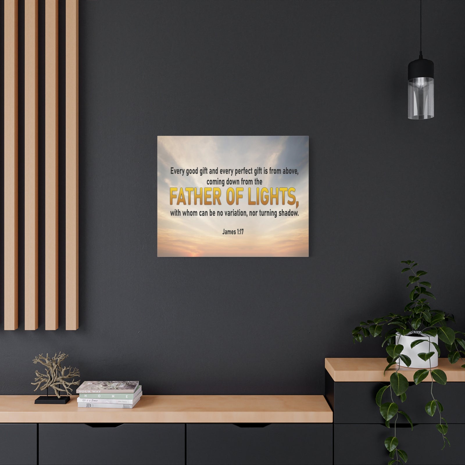 Bible Verse Canvas Father of Lights James 1:17 Scripture Wall Art Christian Home Decor-Express Your Love Gifts