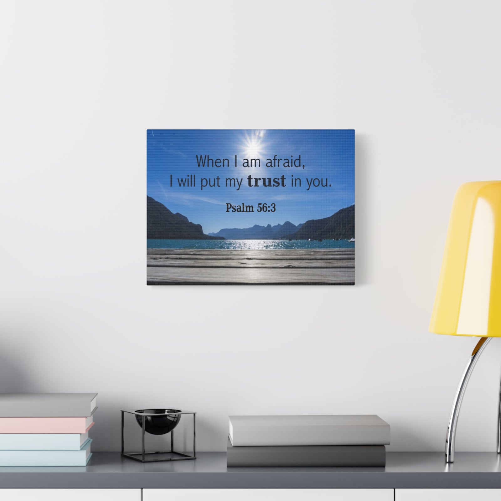 Scripture Canvas Trust Psalm 56:3 Christian Wall Art Bible Verse Print Ready to Hang-Express Your Love Gifts