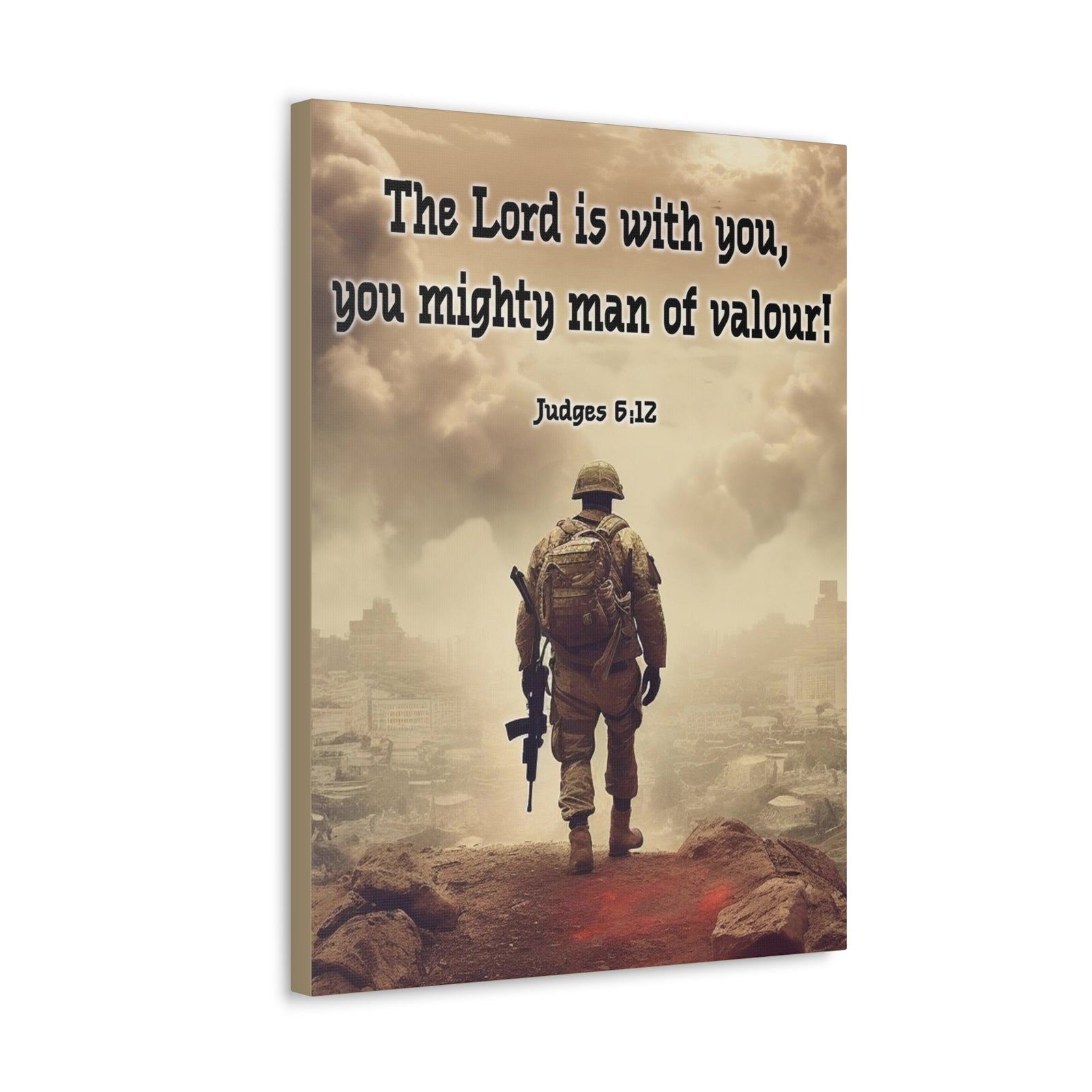 Scripture Walls Divine Valor: A Soldier's Journey Judges 6:12 Christian Wall Art Print Ready to Hang Unframed-Express Your Love Gifts