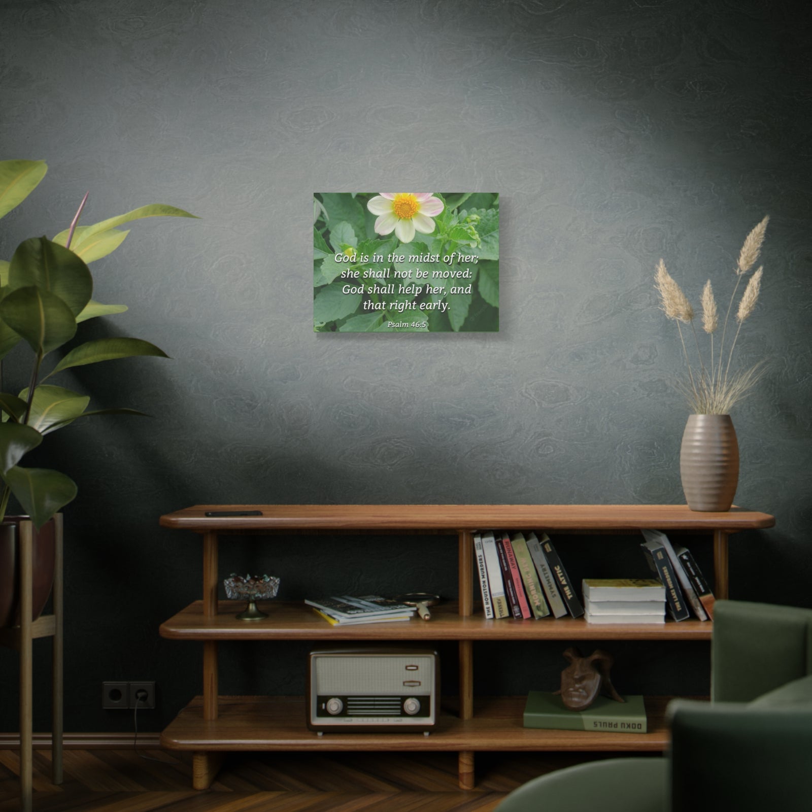 Scripture Canvas God Shall Help Her Psalm 46:5 Christian Wall Art Bible Verse Print Ready to Hang-Express Your Love Gifts