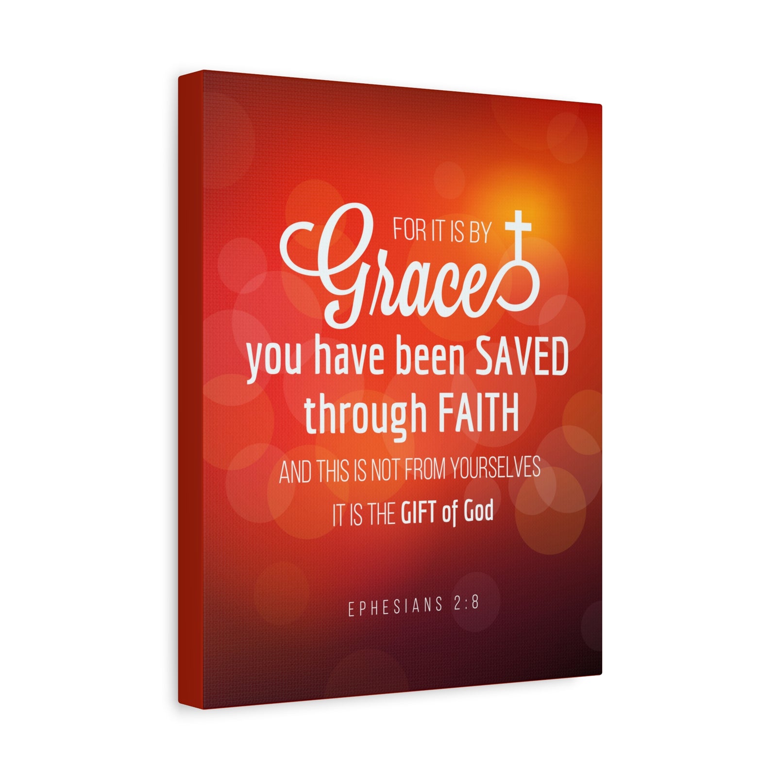 Scripture Canvas Saved Through Faith Ephesians 2:8 Wall Art Bible Verse Print Ready to Hang-Express Your Love Gifts