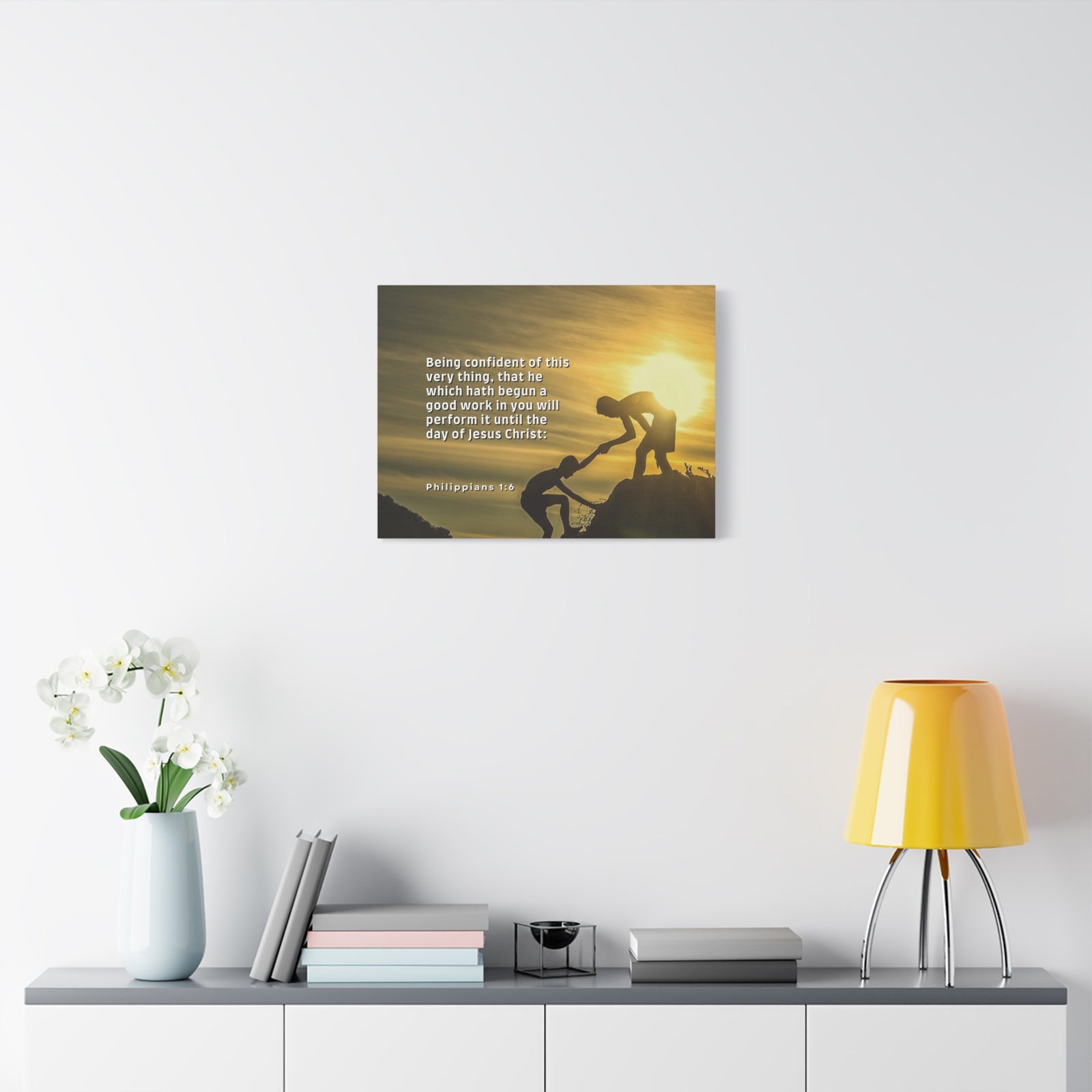 Scripture Canvas Being Confident Philippians 1:6 Christian Wall Art Bible Verse Print Ready to Hang-Express Your Love Gifts