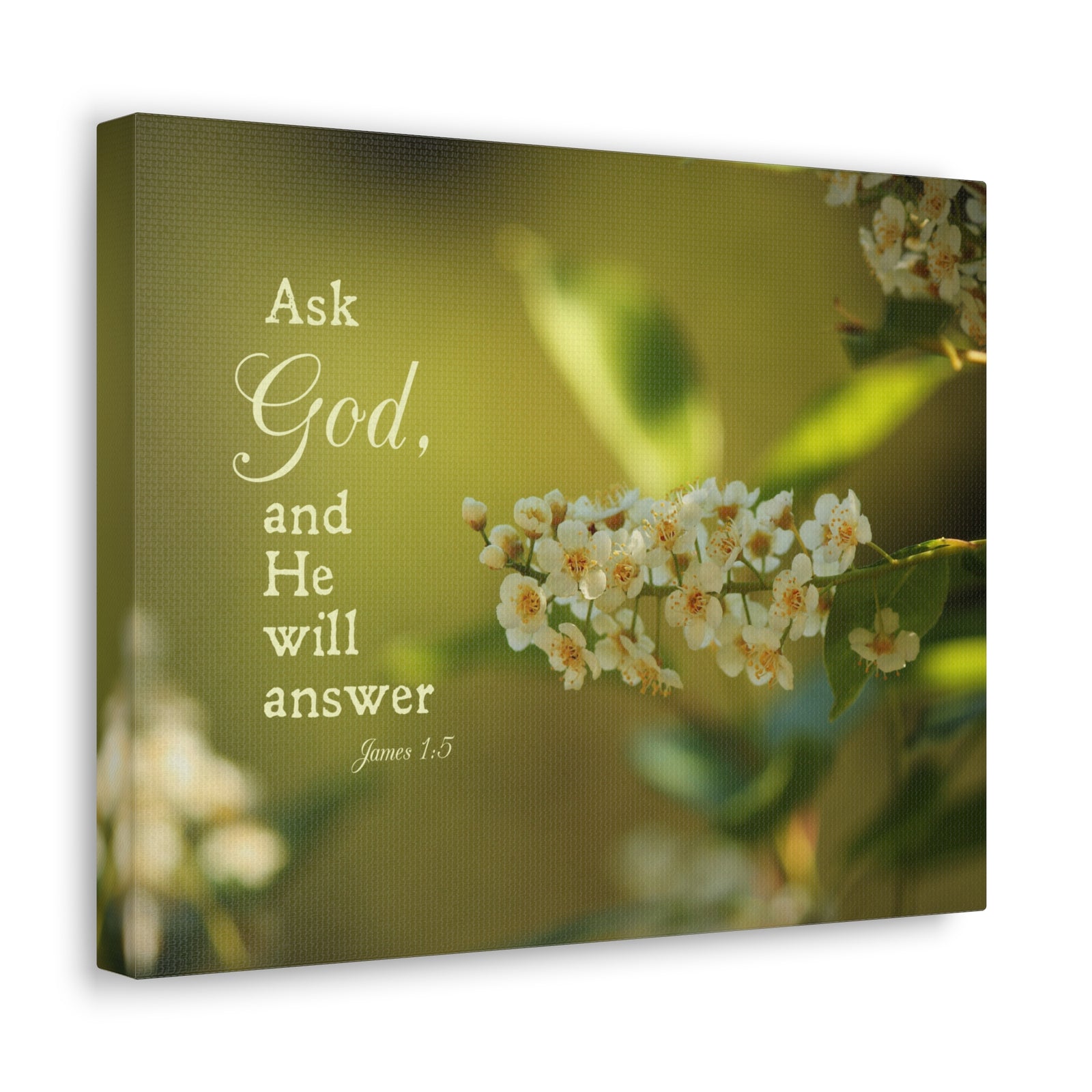 Scripture Canvas He Will Answer James 1:5 Christian Wall Art Bible Verse Print Ready to Hang-Express Your Love Gifts