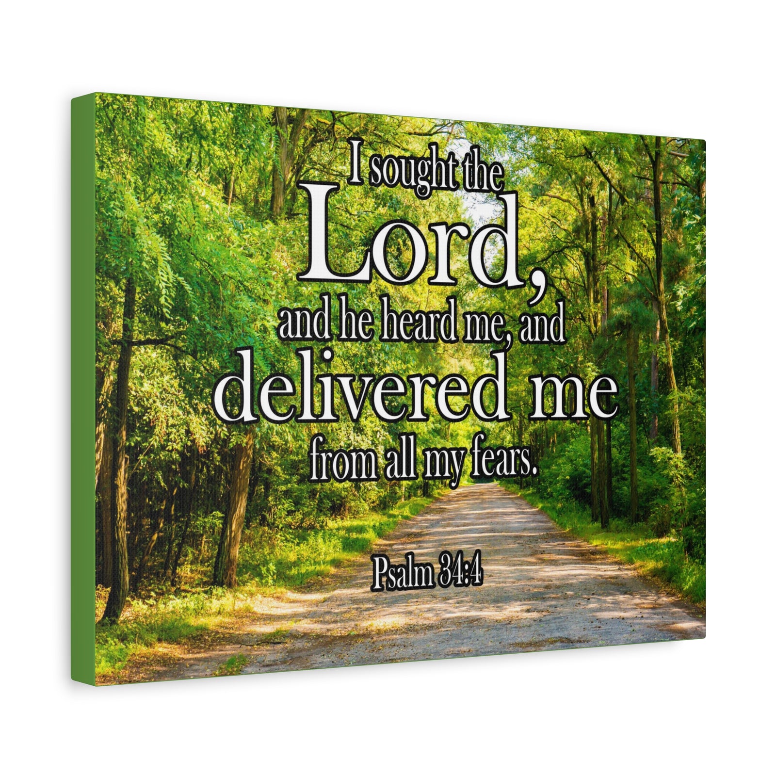 Scripture Canvas Lord Delivered Me Psalm 34:4 Christian Wall Art Bible Verse Print Ready to Hang-Express Your Love Gifts
