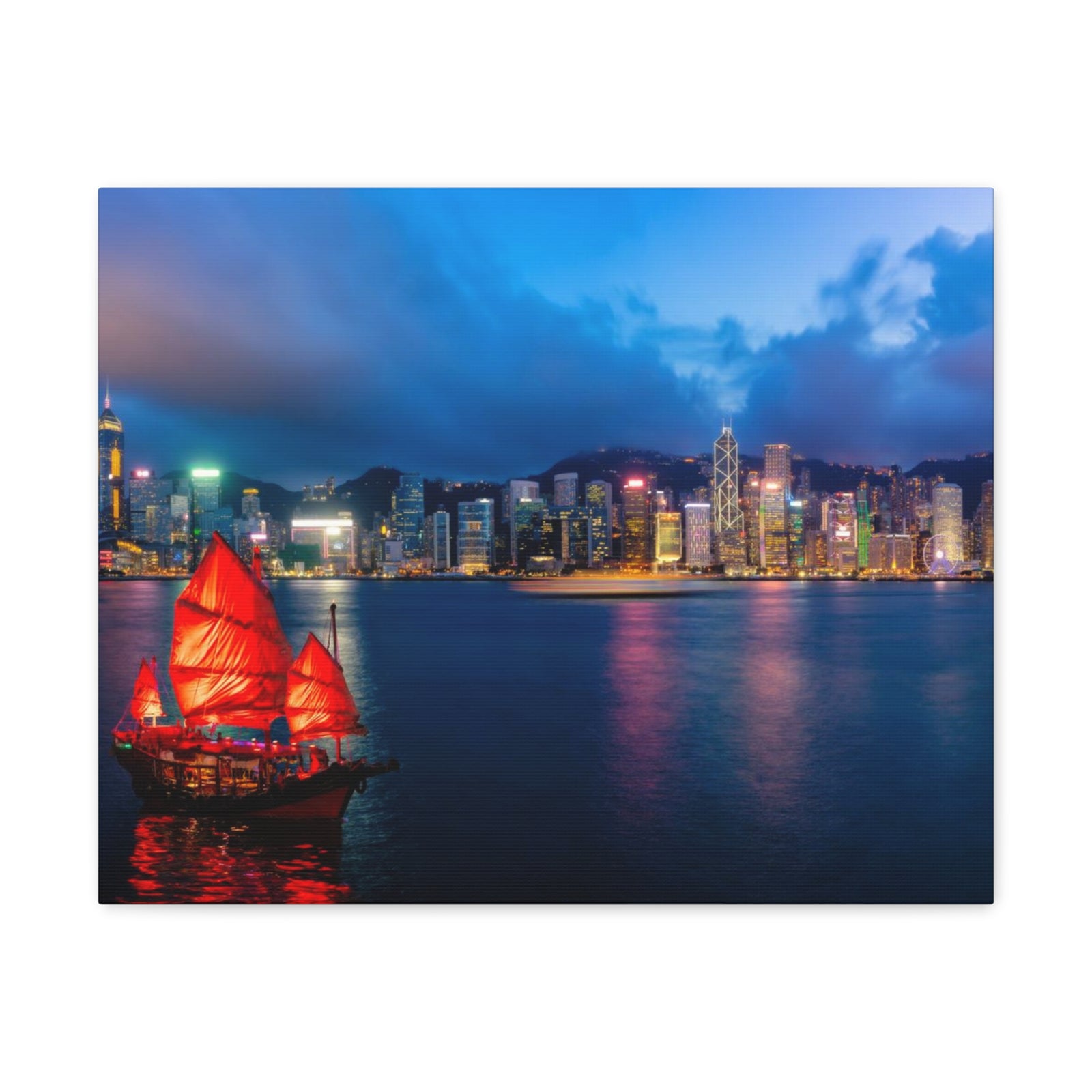 Hong Kong Night Skyline Canvas Artwork High-Quality Breathtaking Stunning Cityscape for Home Decor Ready to Hang-Express Your Love Gifts