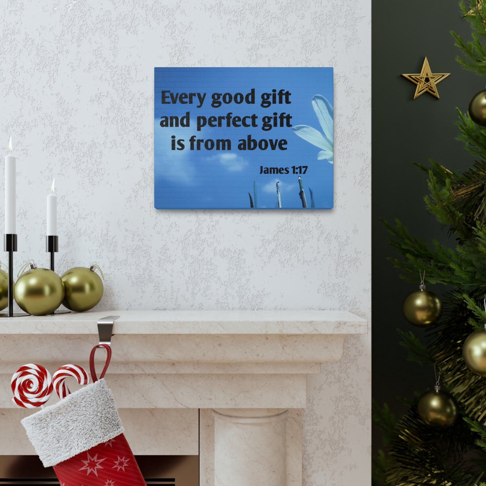 Scripture Canvas Perfect Gift James 1:17 Christian Wall Art Bible Verse Print Ready to Hang-Express Your Love Gifts