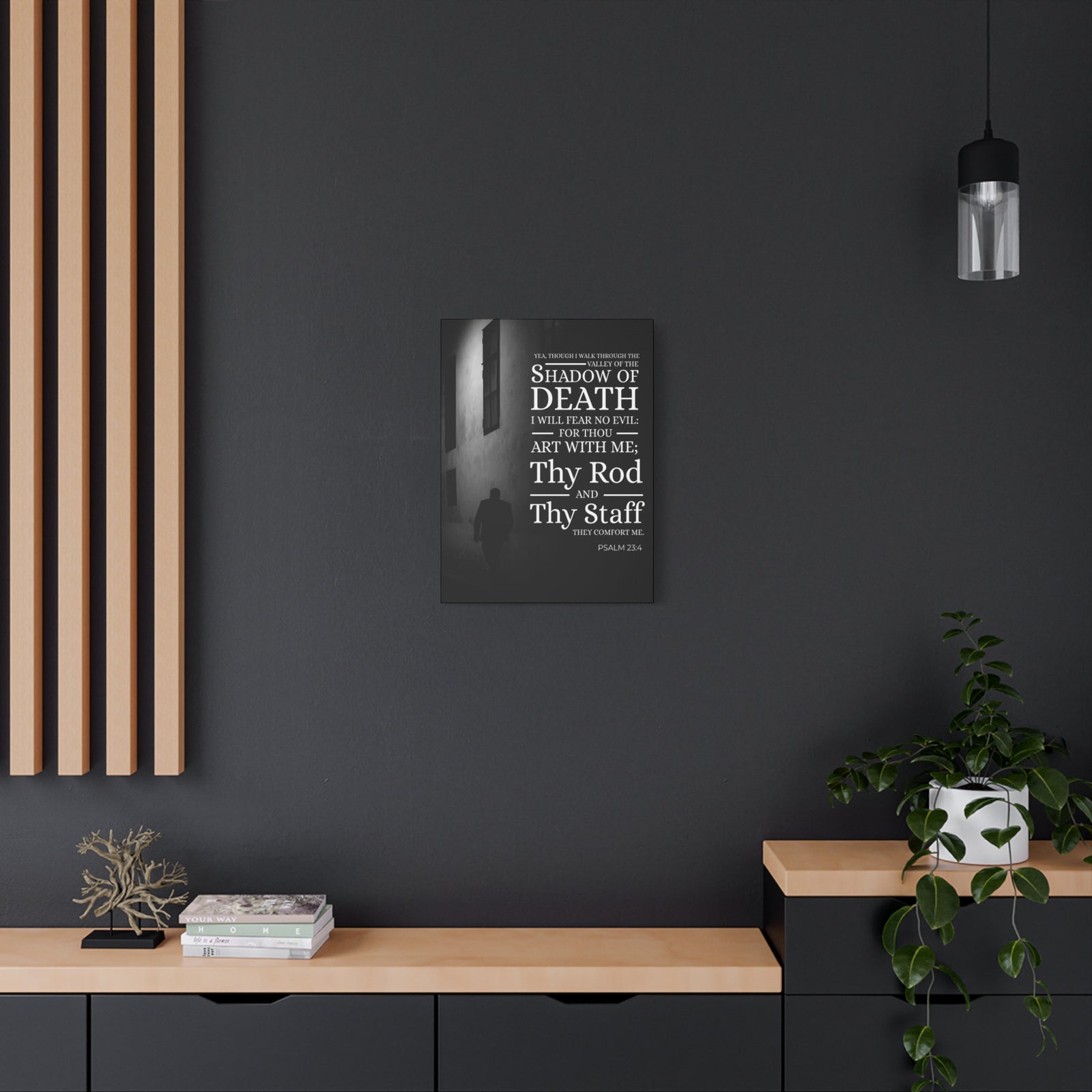 Scripture Canvas Shadow of Death Psalm 23:4 Christian Wall Art Bible Verse Print Ready to Hang-Express Your Love Gifts