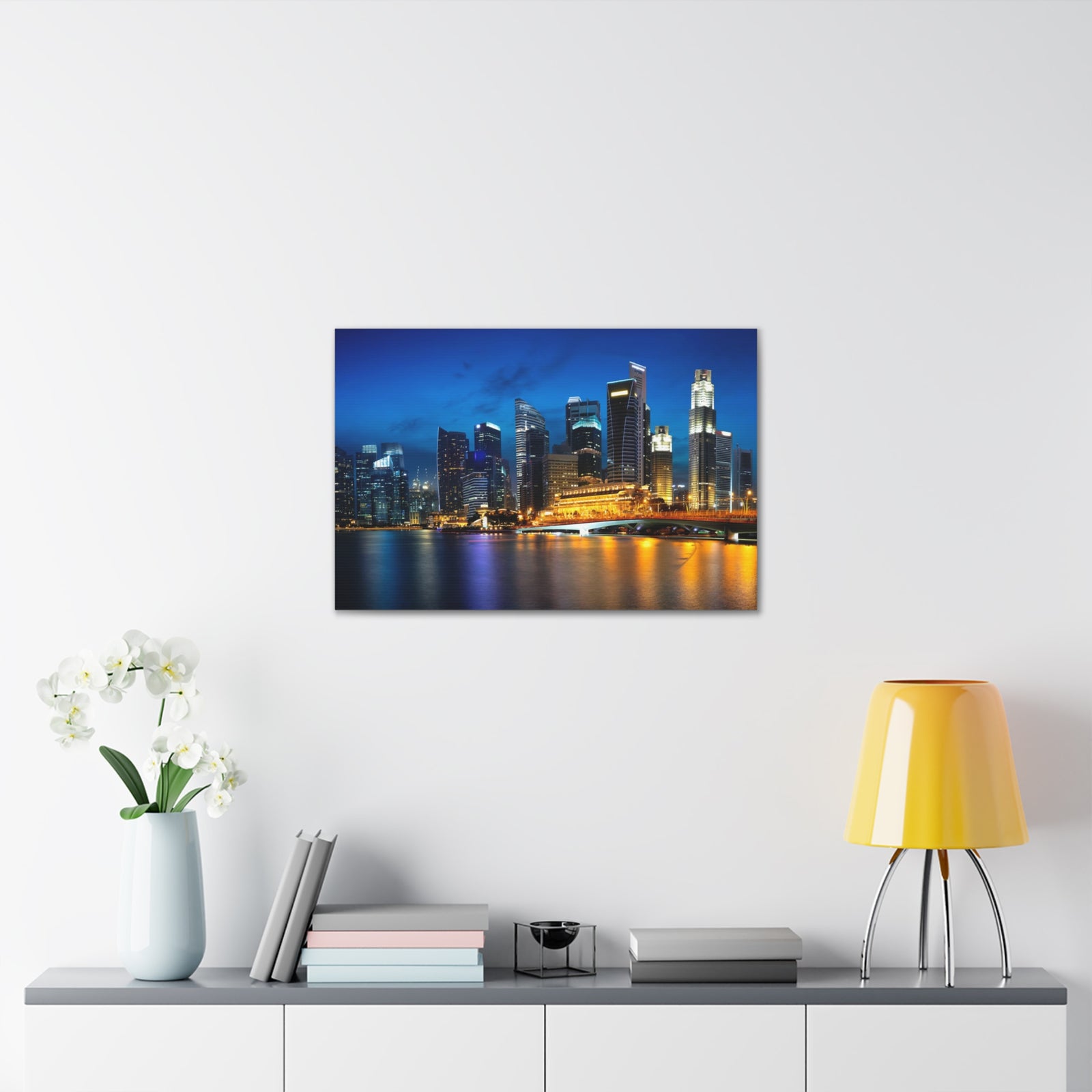 Singapore Night Skyline Canvas Artwork High-Quality Breathtaking Stunning Cityscape for Home Decor Ready to Hang-Express Your Love Gifts