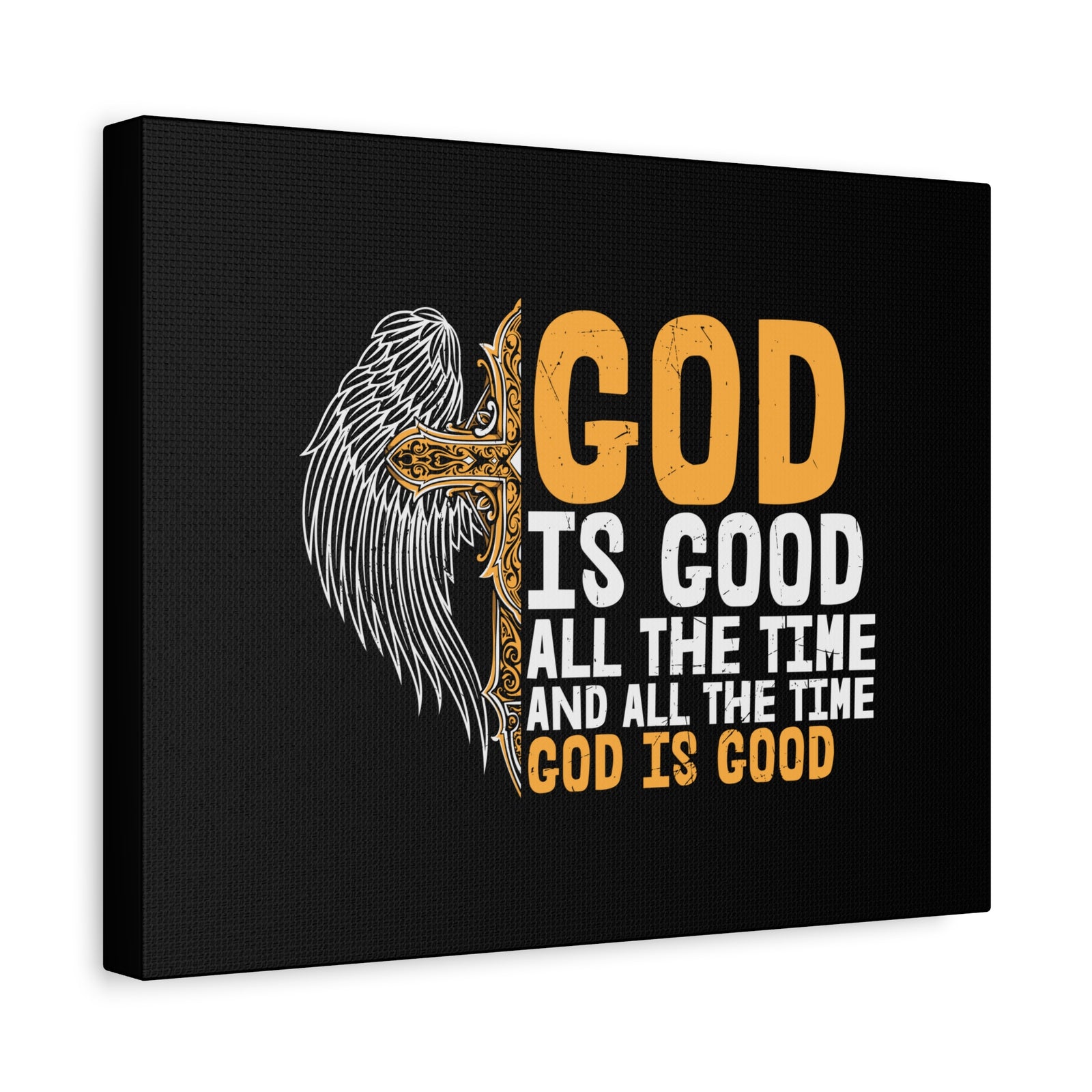 Scripture Canvas God Is Good Psalm 103:8 Yellow Christian Wall Art Bible Verse Print Ready to Hang-Express Your Love Gifts