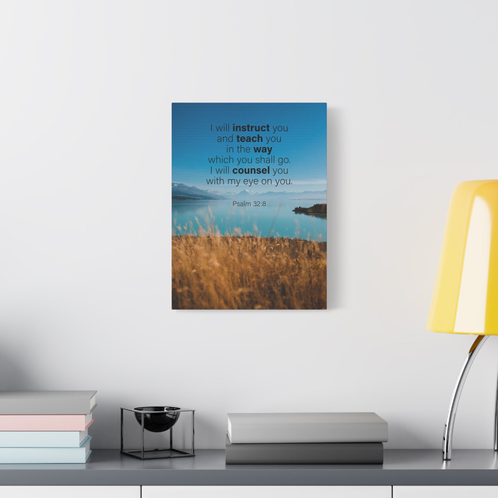 Scripture Canvas God's Instruction Psalm 32:8 Christian Wall Art Bible Verse Print Ready to Hang-Express Your Love Gifts
