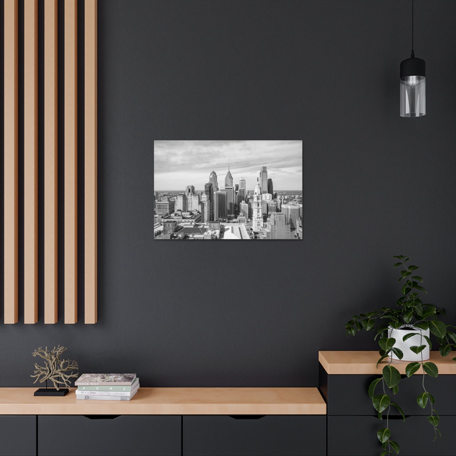 Philadelphia Black And White Skyline Canvas Artwork High-Quality Breathtaking Stunning Cityscape for Home Decor Ready to Hang-Express Your Love Gifts