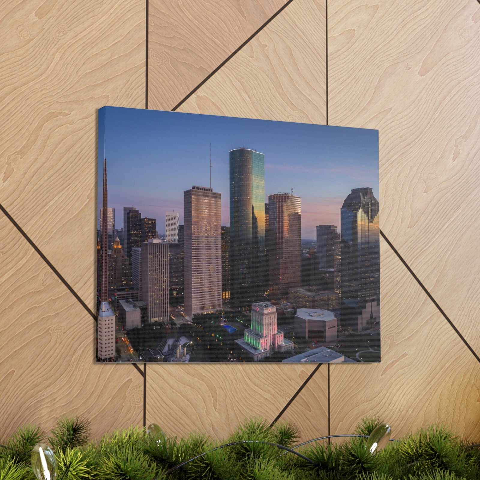 Houston Night Skyline Canvas Artwork High-Quality Breathtaking Stunning Cityscape for Home Decor Ready to Hang-Express Your Love Gifts