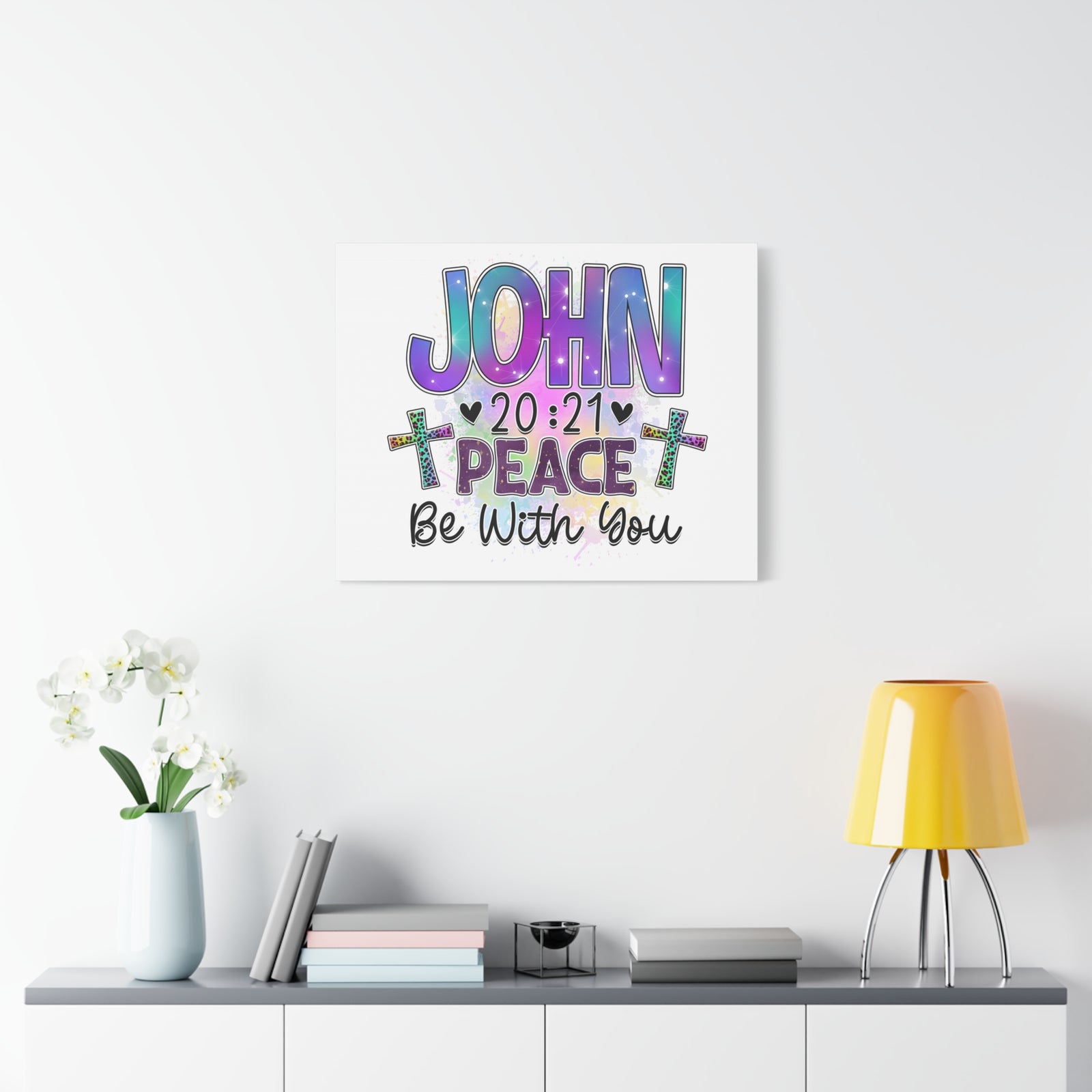 Scripture Walls John 20:21 Peace Be With You Bible Verse Canvas Christian Wall Art Ready to Hang Unframed-Express Your Love Gifts