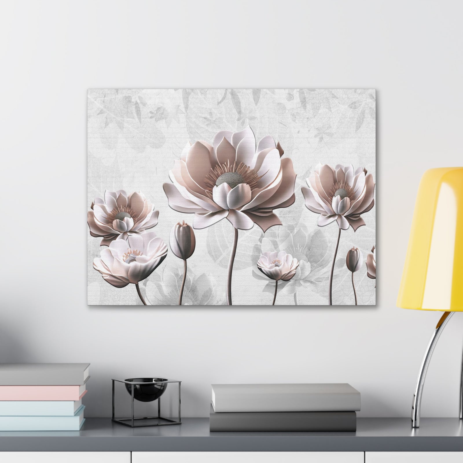 Simple Floral Painting 3D Flower Canvas Wall Art for Home Decor Ready-to-Hang-Express Your Love Gifts