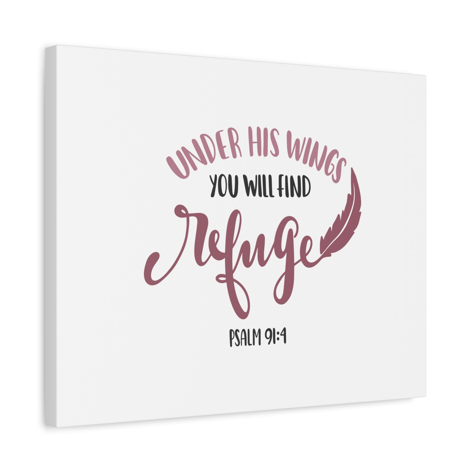 Scripture Canvas Find Refuge Psalm 91:4 Christian Wall Art Bible Verse Print Ready to Hang-Express Your Love Gifts