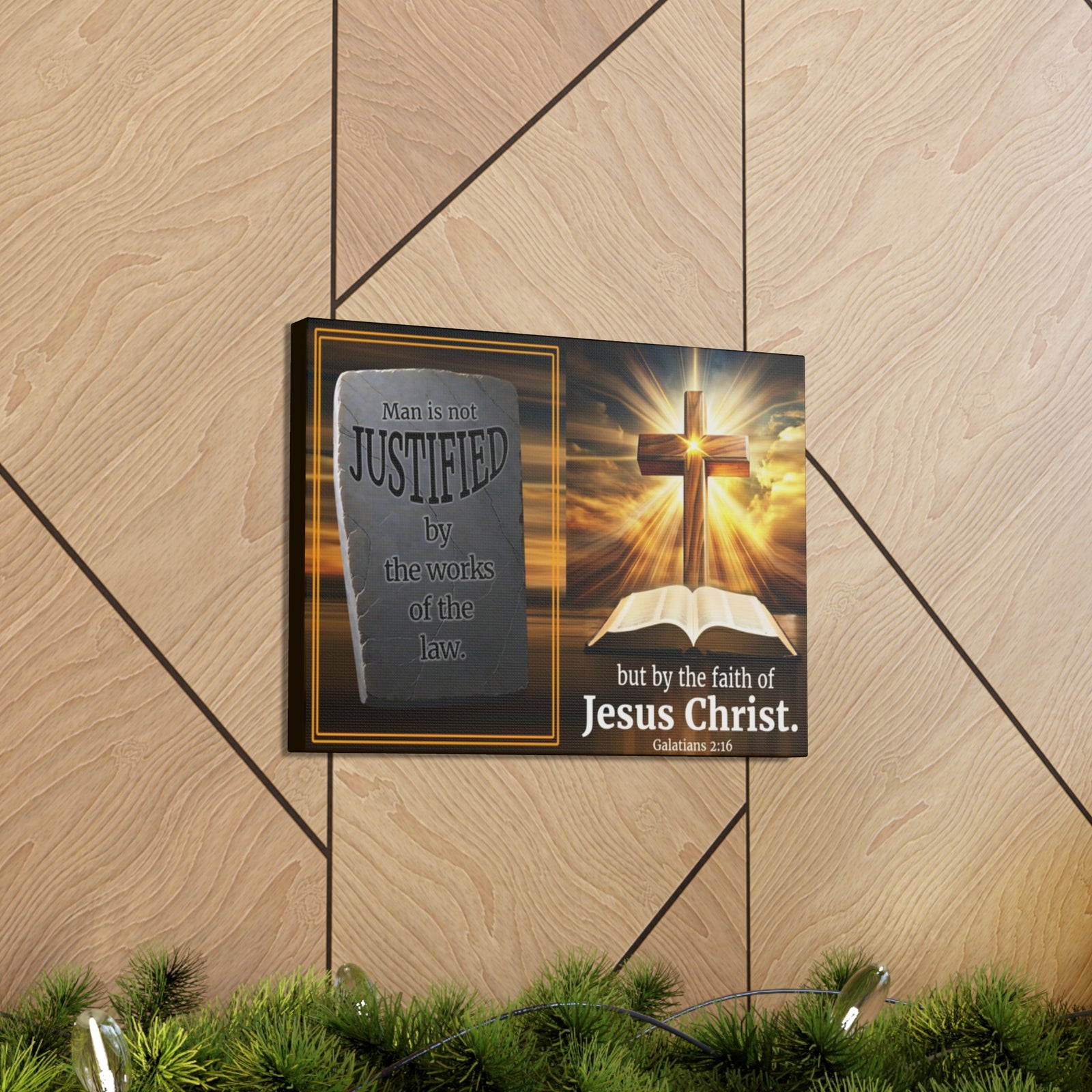 Scripture Walls Galatians 2:16 Faith & Law Bible Verse Canvas Christian Wall Art Ready to Hang Unframed-Express Your Love Gifts