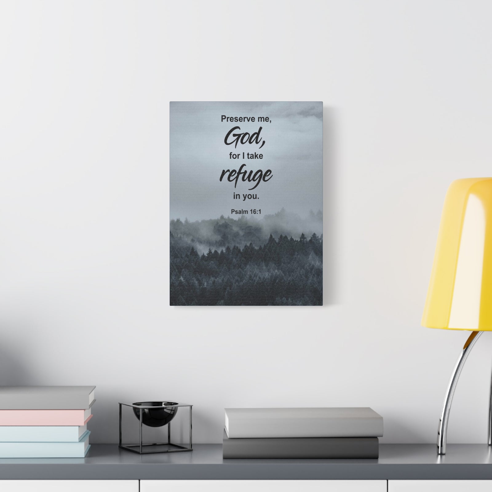 Scripture Canvas Preserve Me God Psalm 16:1 Christian Wall Art Bible Verse Print Ready to Hang-Express Your Love Gifts