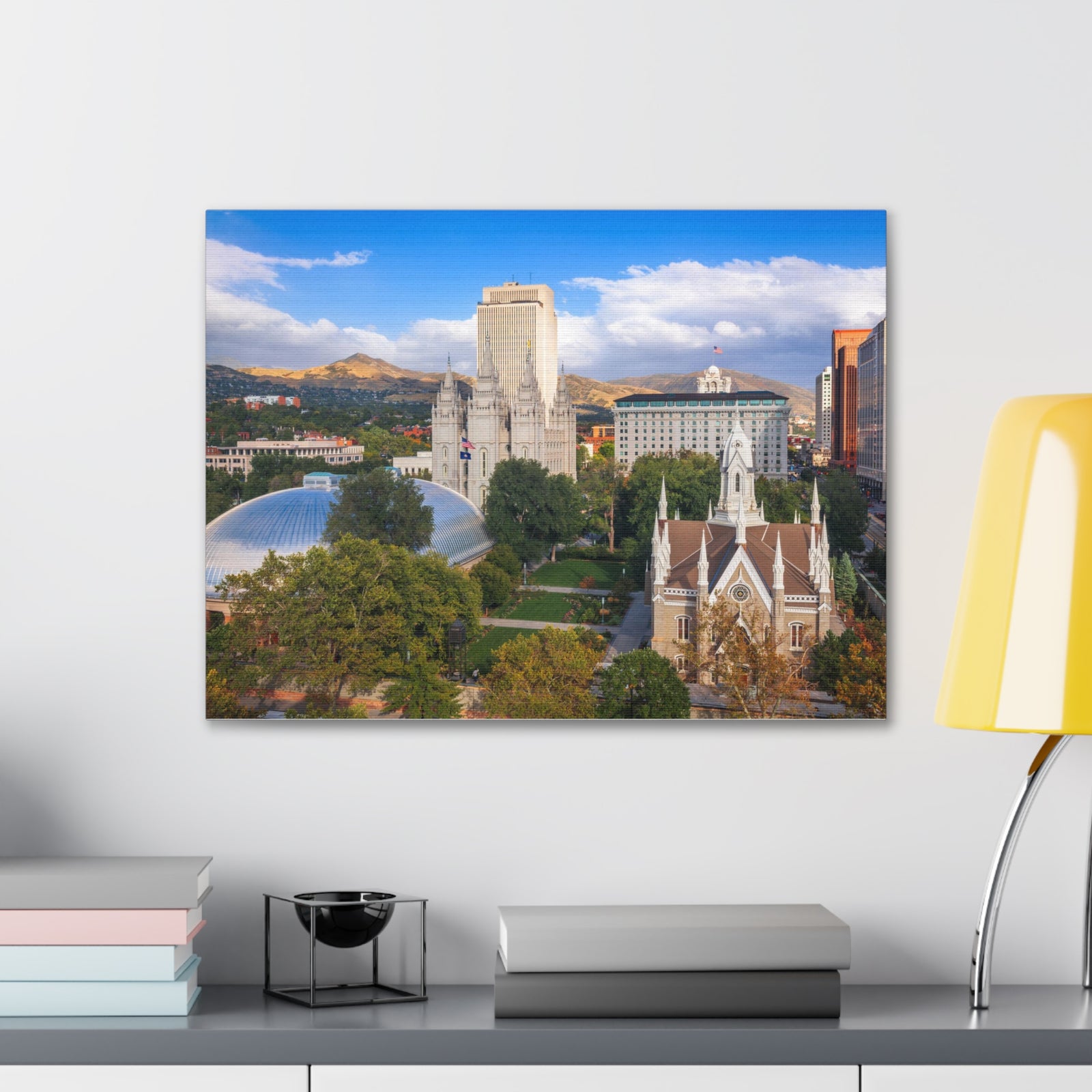 Salt Lake City Daytime Skyline Canvas Artwork High-Quality Breathtaking Stunning Cityscape for Home Decor Ready to Hang-Express Your Love Gifts