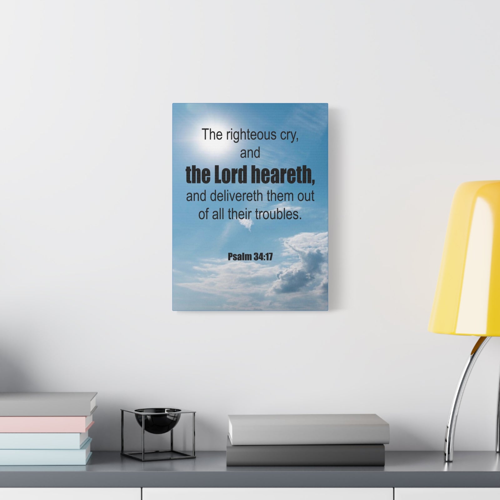 Scripture Walls The Lord Heareth Psalm 34:17 Bible Verse Canvas Christian Wall Art Ready to Hang-Express Your Love Gifts
