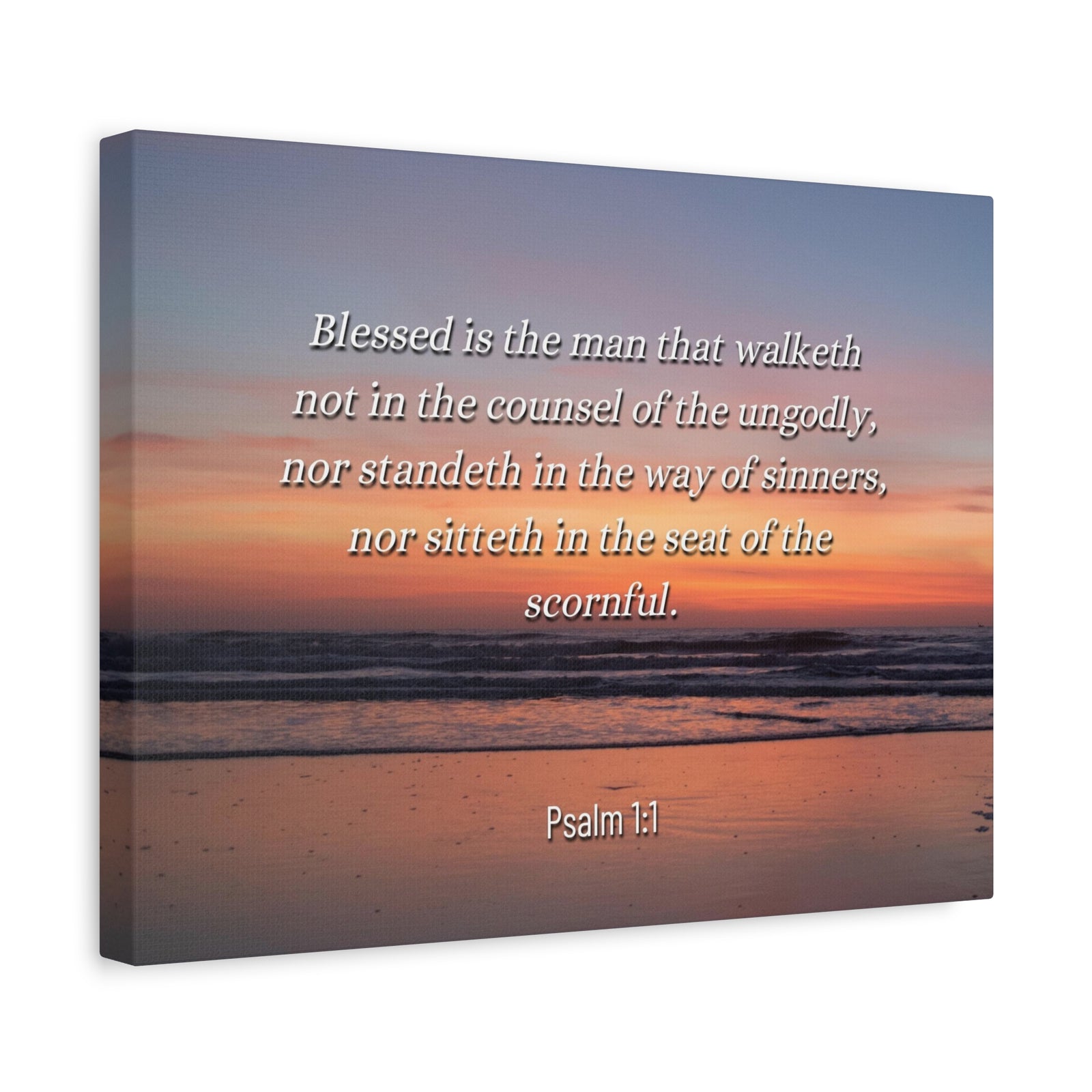 Scripture Canvas Blessed Sky Psalm 1:1 Christian Wall Art Bible Verse Print Ready to Hang-Express Your Love Gifts