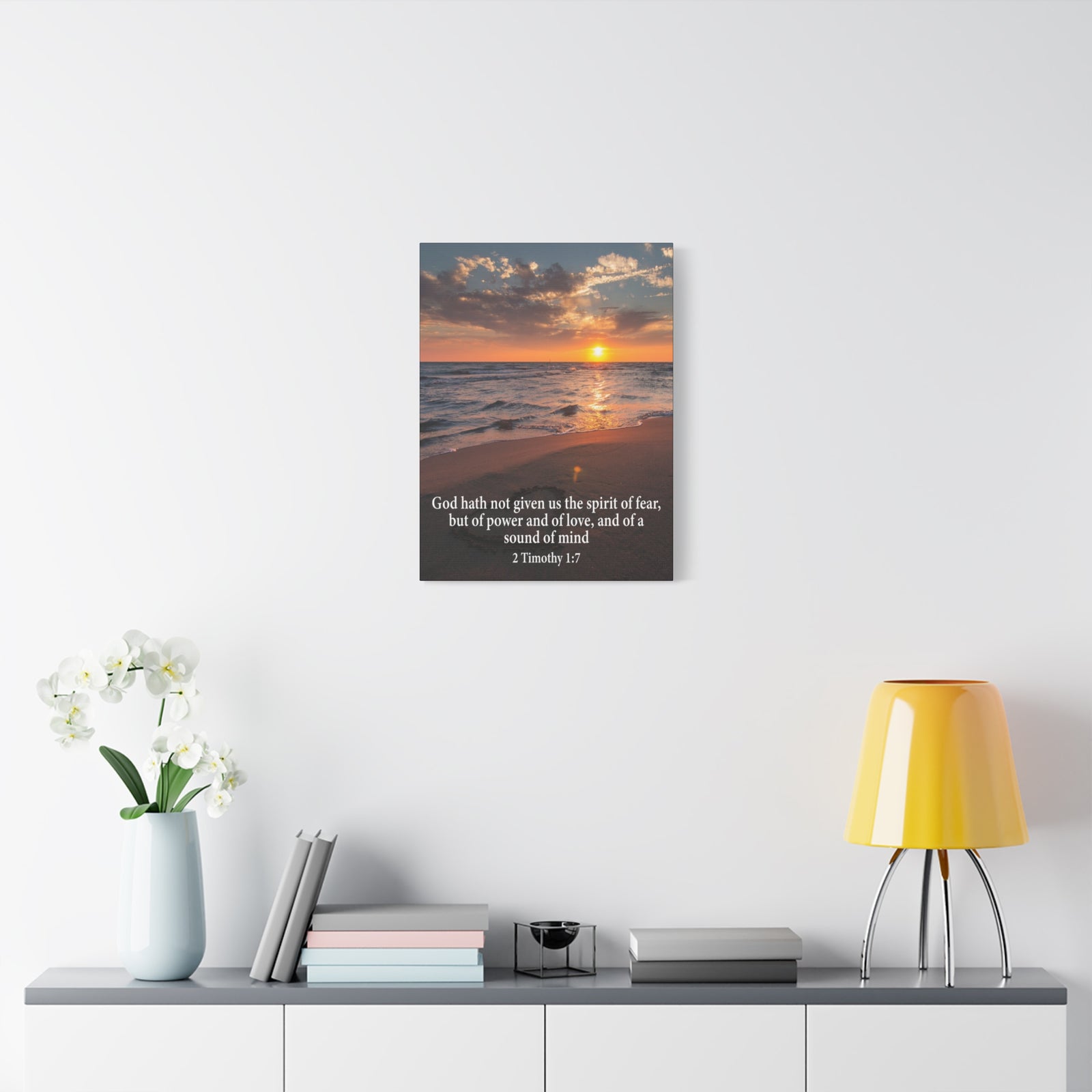 Scripture Canvas No Fear 2 Timothy 1:7 Christian Wall Art Bible Verse Print Ready to Hang-Express Your Love Gifts