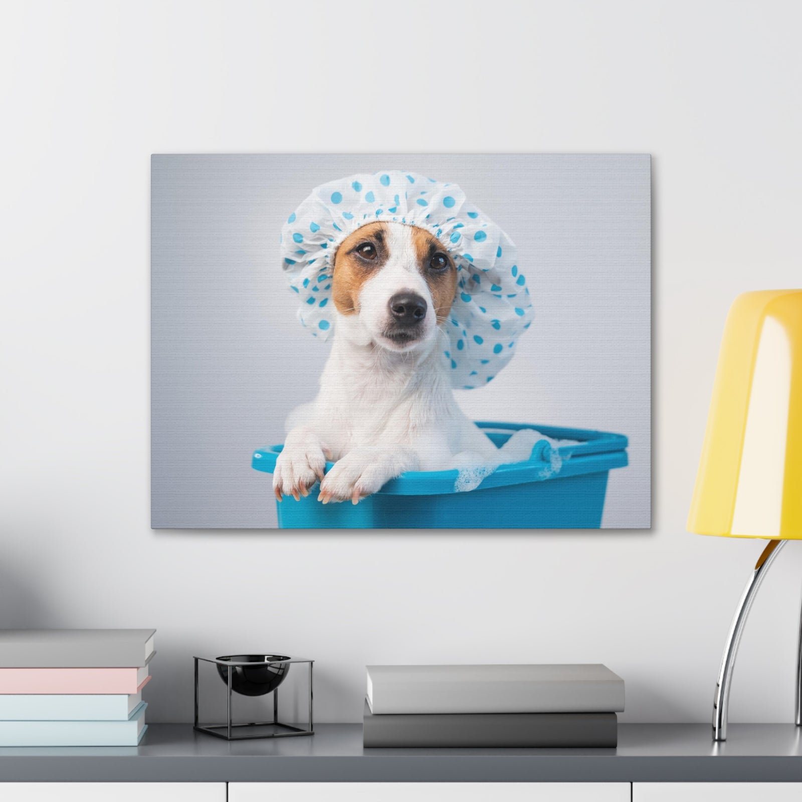 Cute Russel Terrier Bath Canvas Wall Art for Home Decor Ready-to-Hang-Express Your Love Gifts
