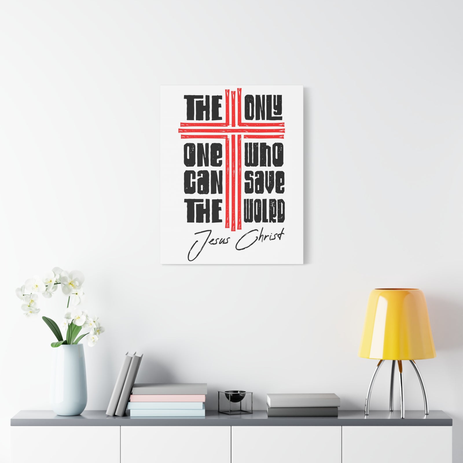 Scripture Walls Only Jesus Can Save Bible Verse Canvas Christian Wall Art Ready to Hang Unframed-Express Your Love Gifts