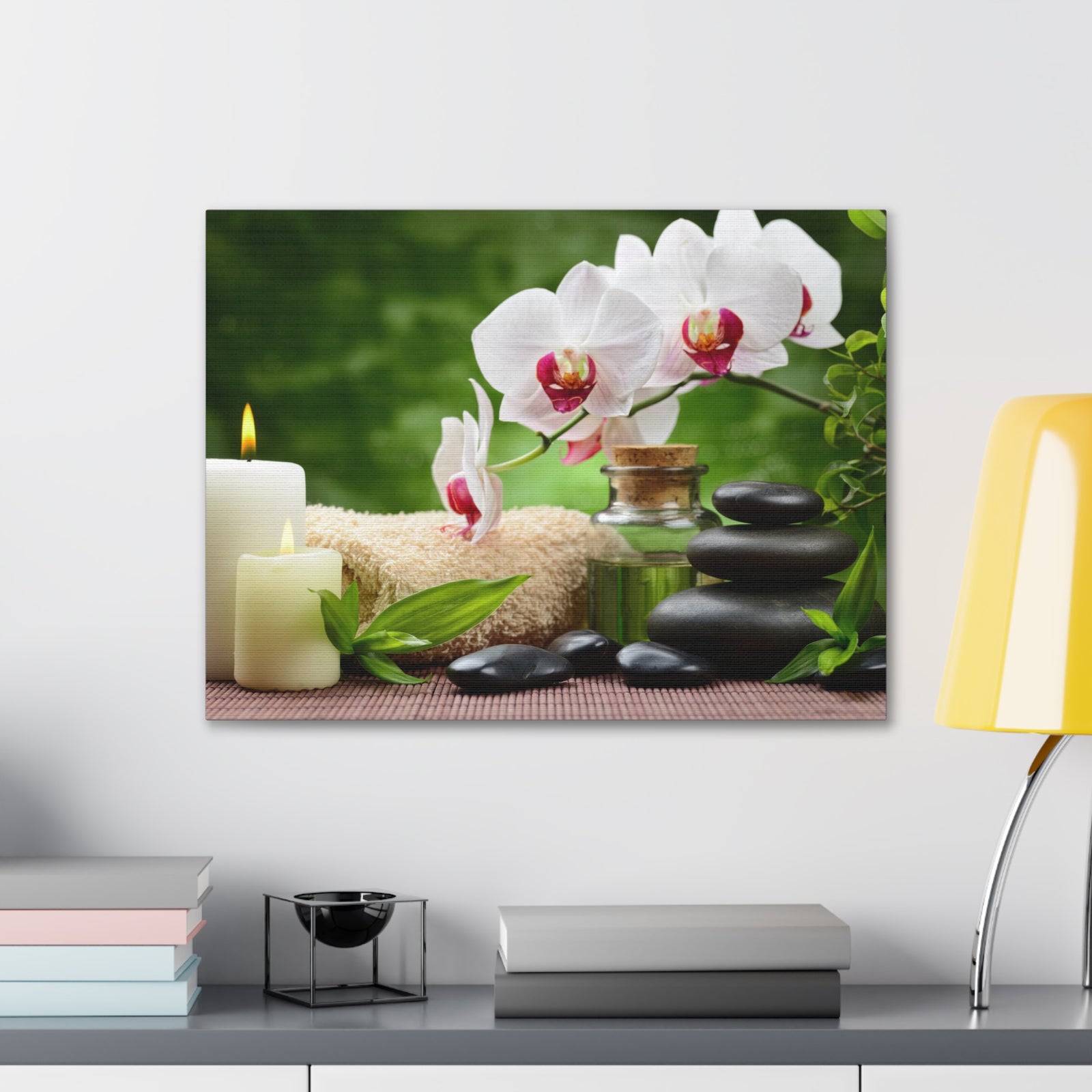 Orchid Flower and Stone Forest Floral Nature Photography Canvas Wall Art for Home Decor Ready-to-Hang-Express Your Love Gifts