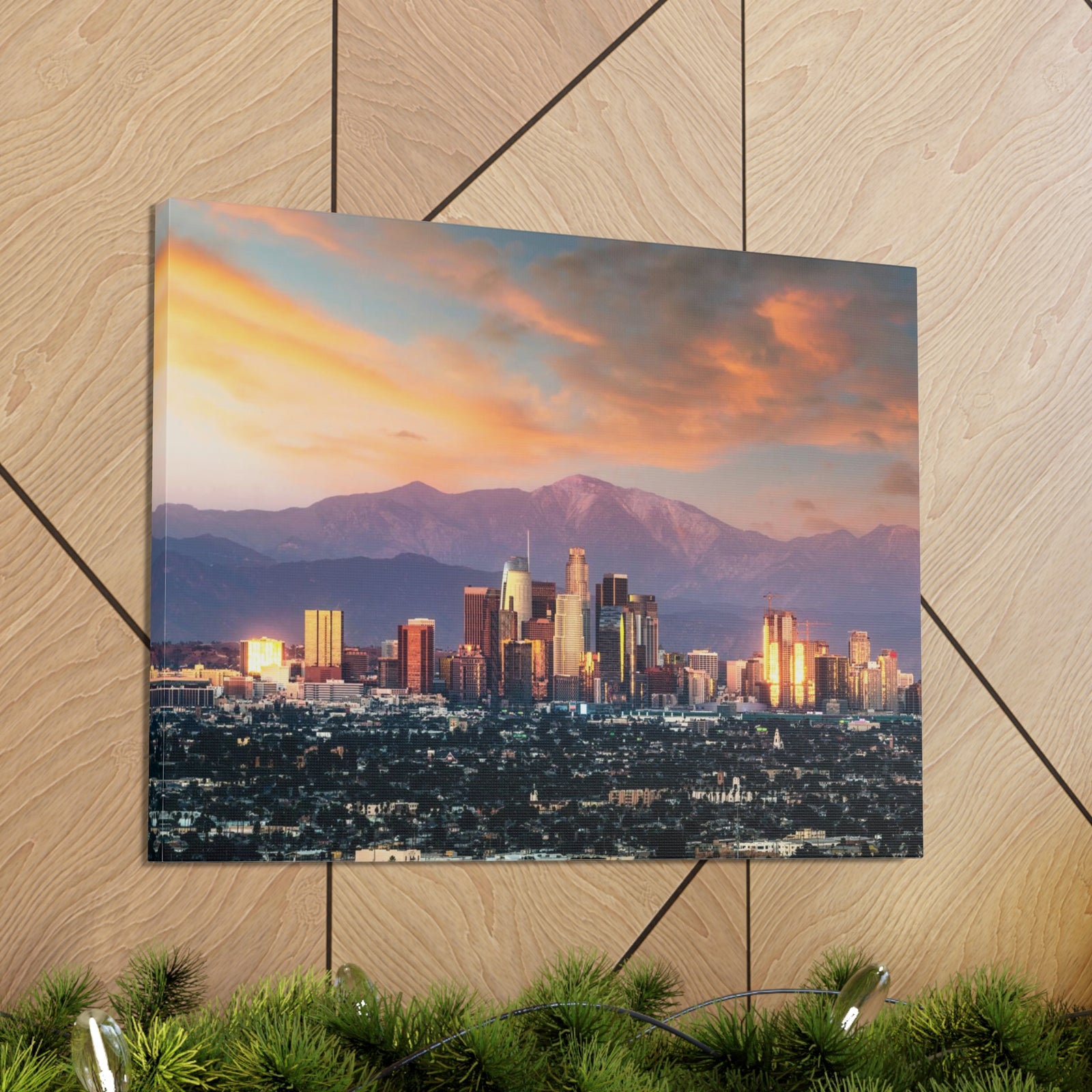 Los Angeles Daytime Skyline Canvas Artwork High-Quality Breathtaking Stunning Cityscape for Home Decor Ready to Hang-Express Your Love Gifts