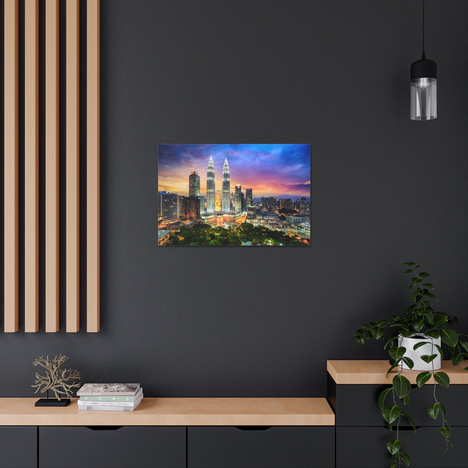 Kuala Lumpur Night Skyline Canvas Artwork High-Quality Breathtaking Stunning Cityscape for Home Decor Ready to Hang-Express Your Love Gifts
