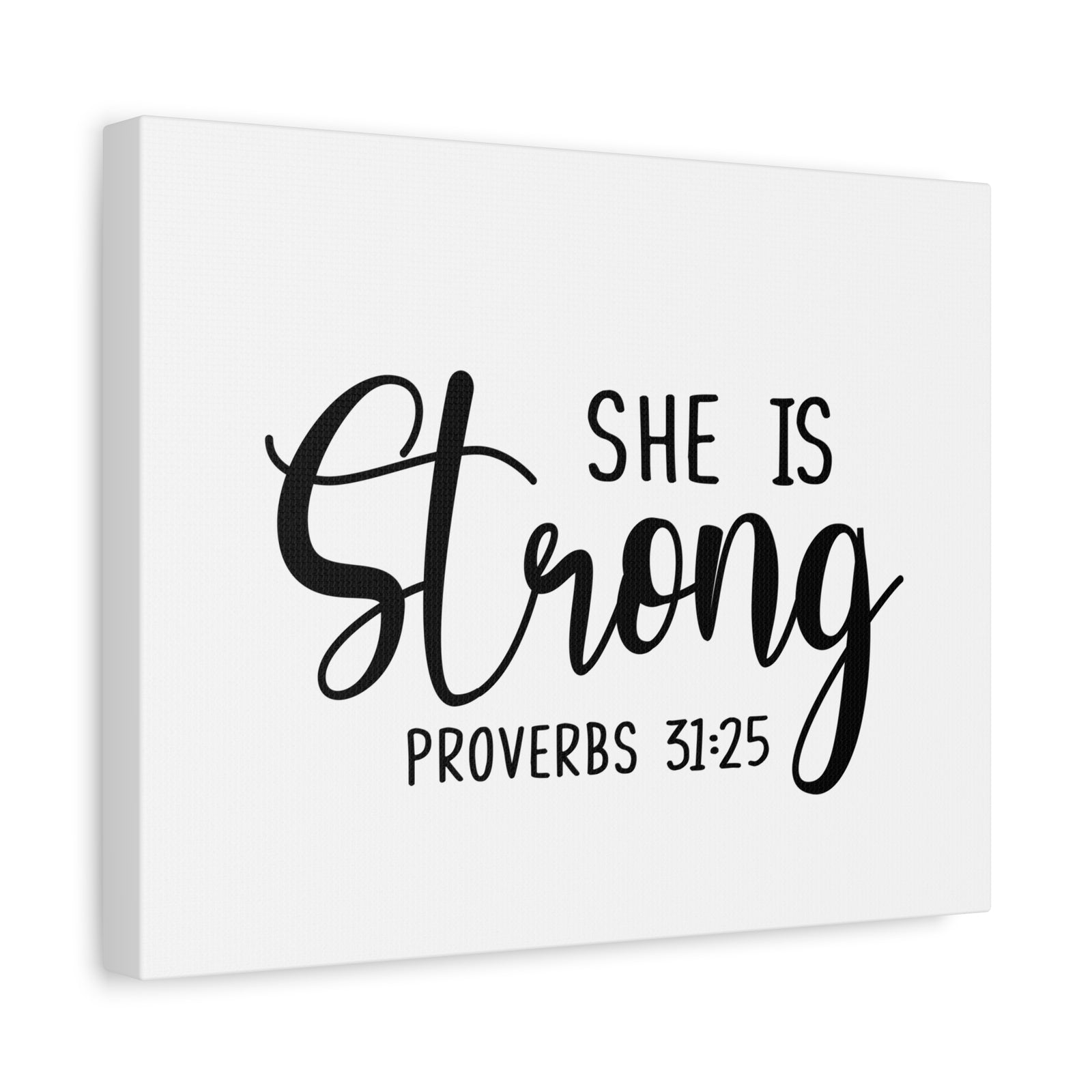 Scripture Canvas She Is Strong Proverbs 31:25 Christian Wall Art Bible Verse Print Ready to Hang-Express Your Love Gifts
