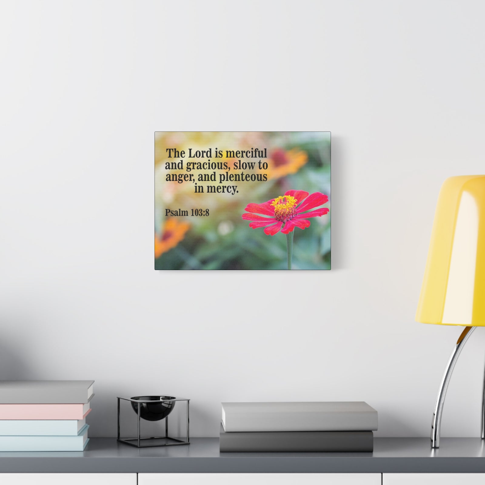 Scripture Canvas The Lord is Merciful and Gracious Psalm 103:8 Christian Wall Art Bible Verse Print Ready to Hang-Express Your Love Gifts