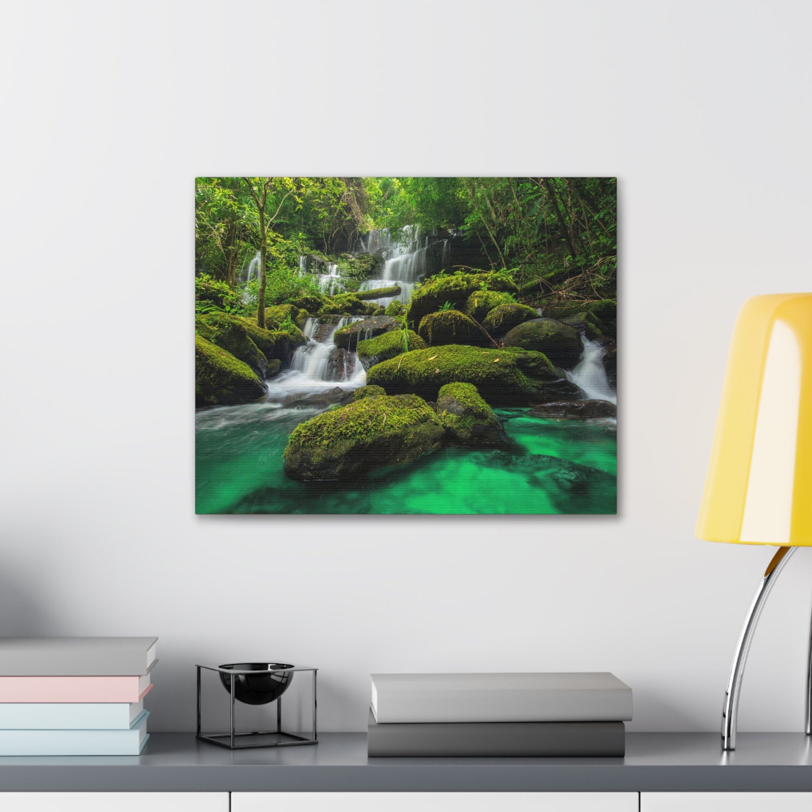 Jungle Waterfall In Thailand Modern Multicolor Scenic Nature Photography Canvas Home Office Decor Ready to Hang-Express Your Love Gifts
