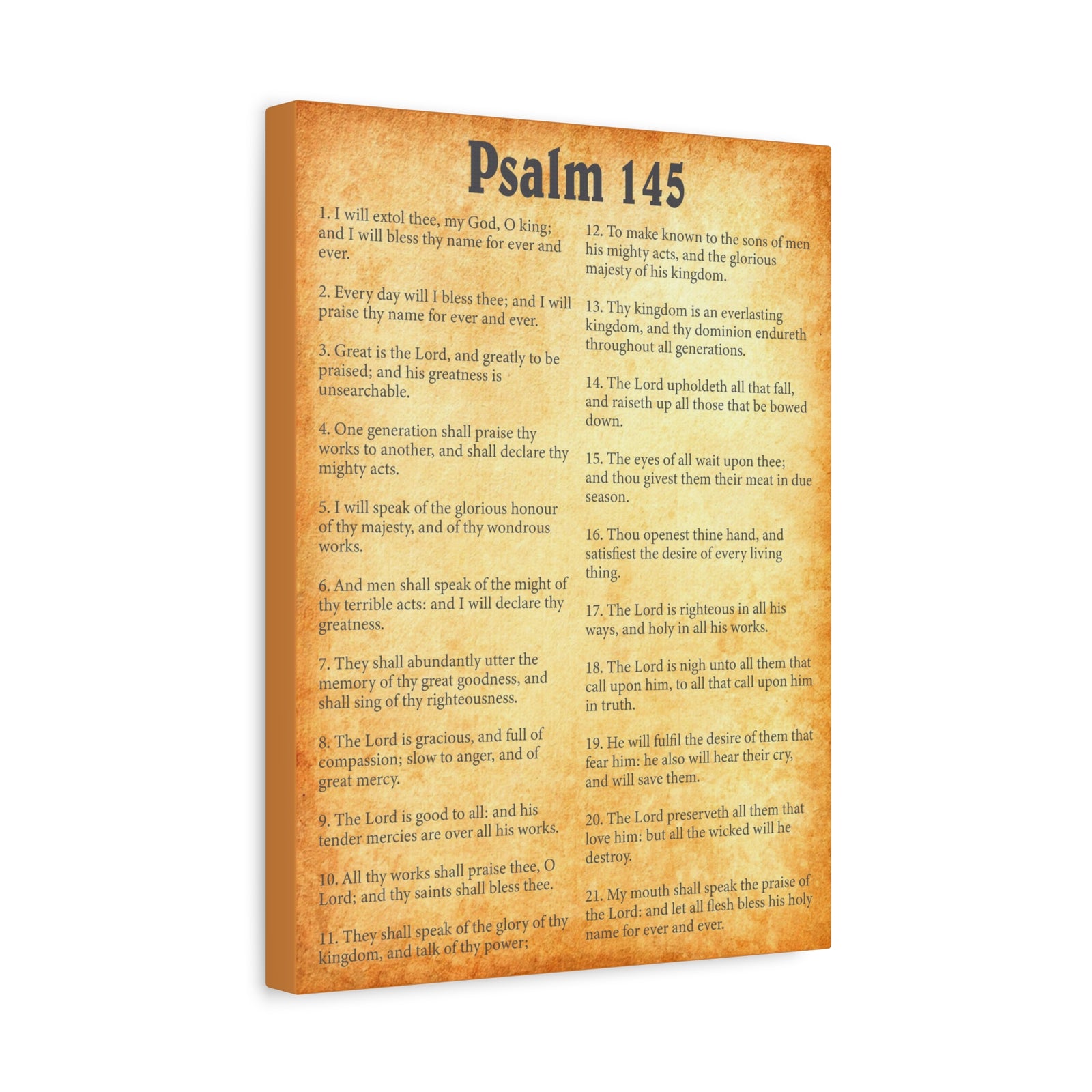 Scripture Walls Psalm 145 Gold Bible Chapter Canvas Christian Wall Art Ready to Hang-Express Your Love Gifts