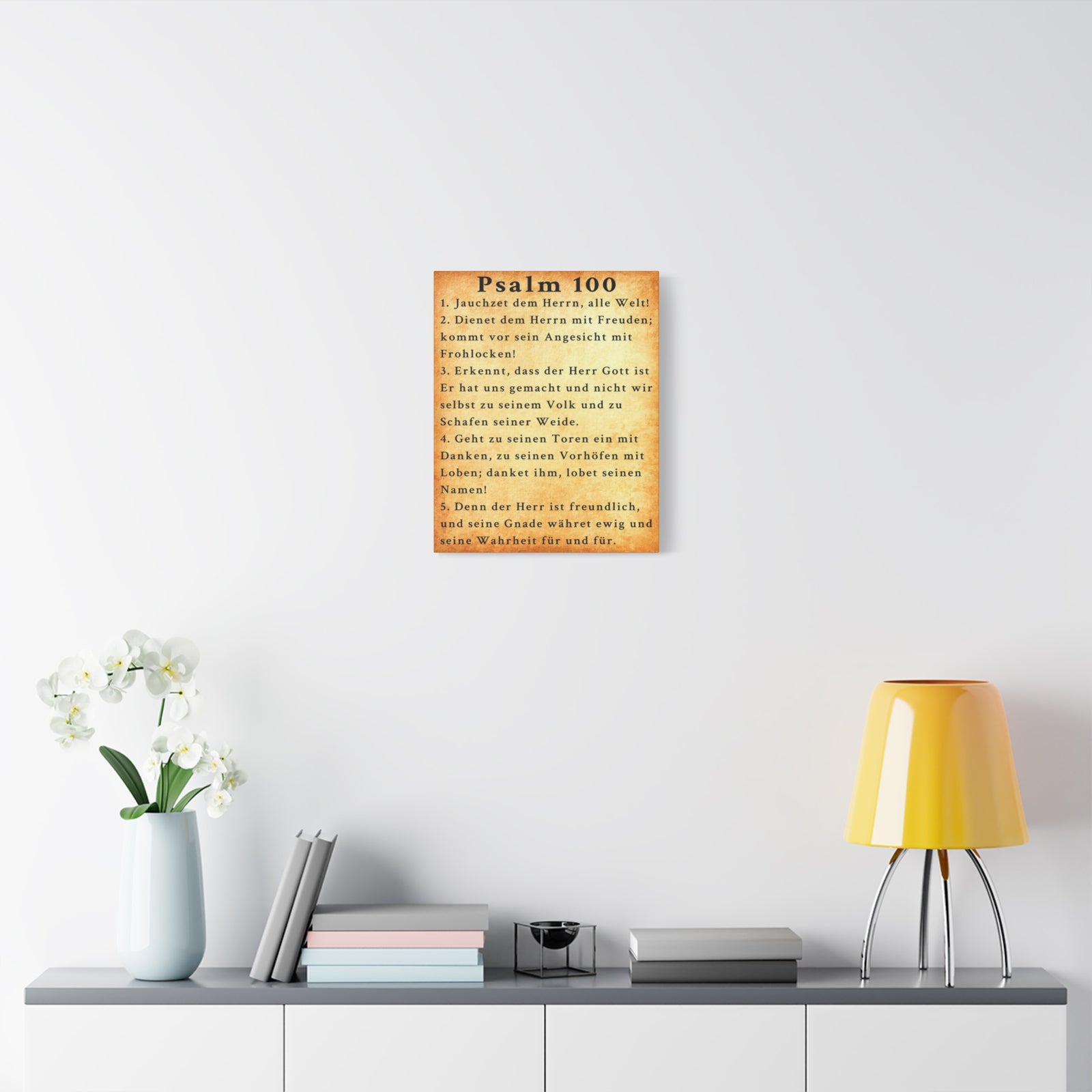 Scripture Walls Psalm 100 German Gold Bible Verse Canvas Christian Wall Art Ready to Hang Unframed-Express Your Love Gifts