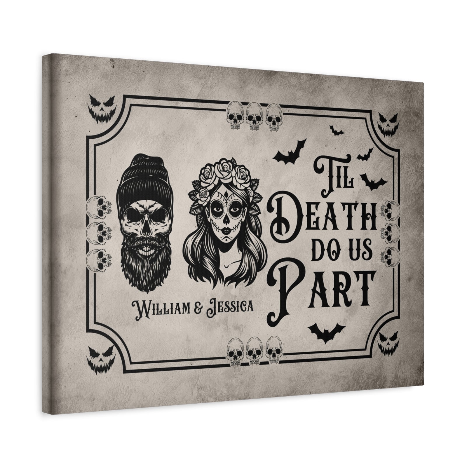 Personalized Till Death Do Us Part Canvas – Gothic Wedding Wall Art-Express Your Love Gifts