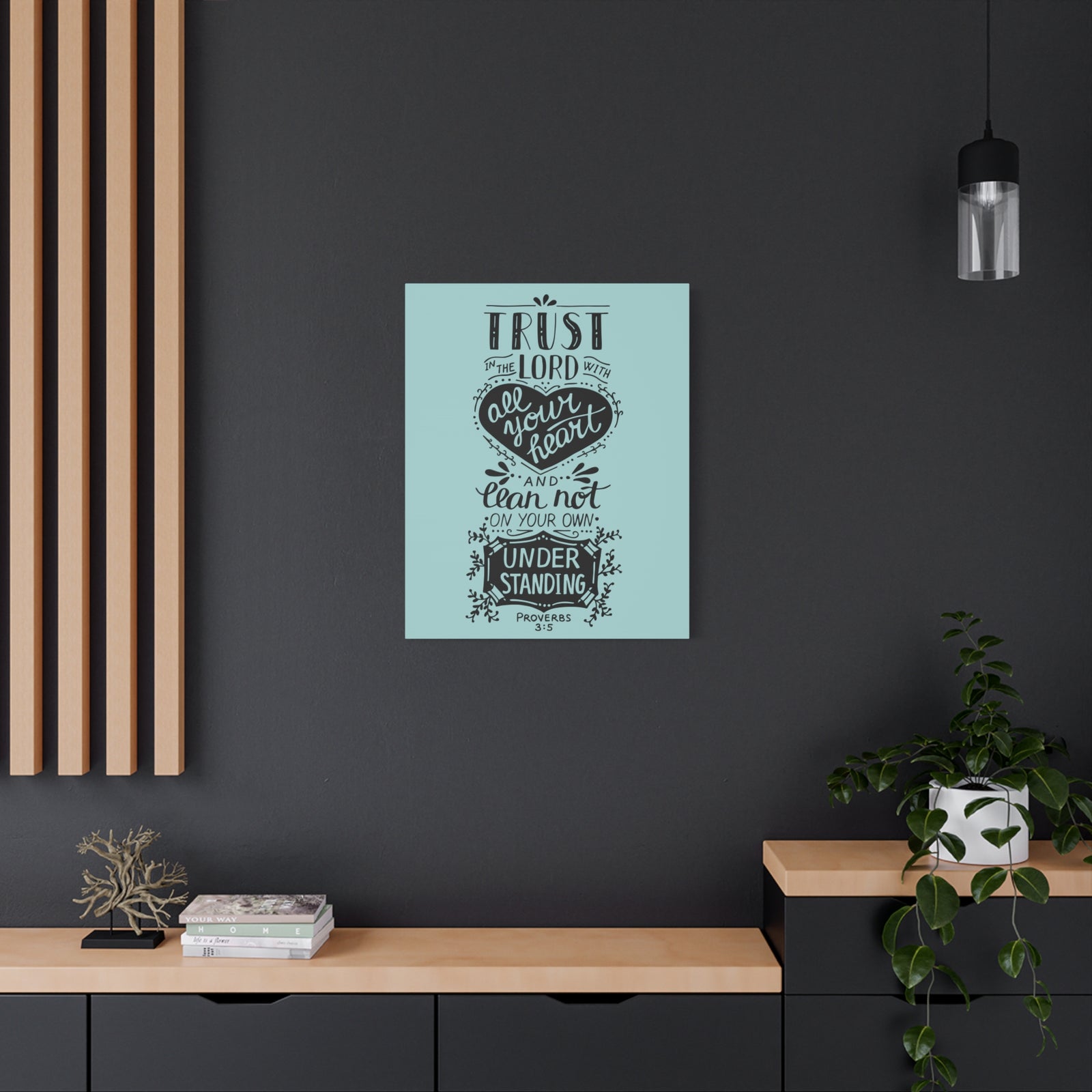Scripture Canvas Trust In The Lord Proverbs 3:5 Christian Wall Art Bible Verse Print Ready To Hang-Express Your Love Gifts