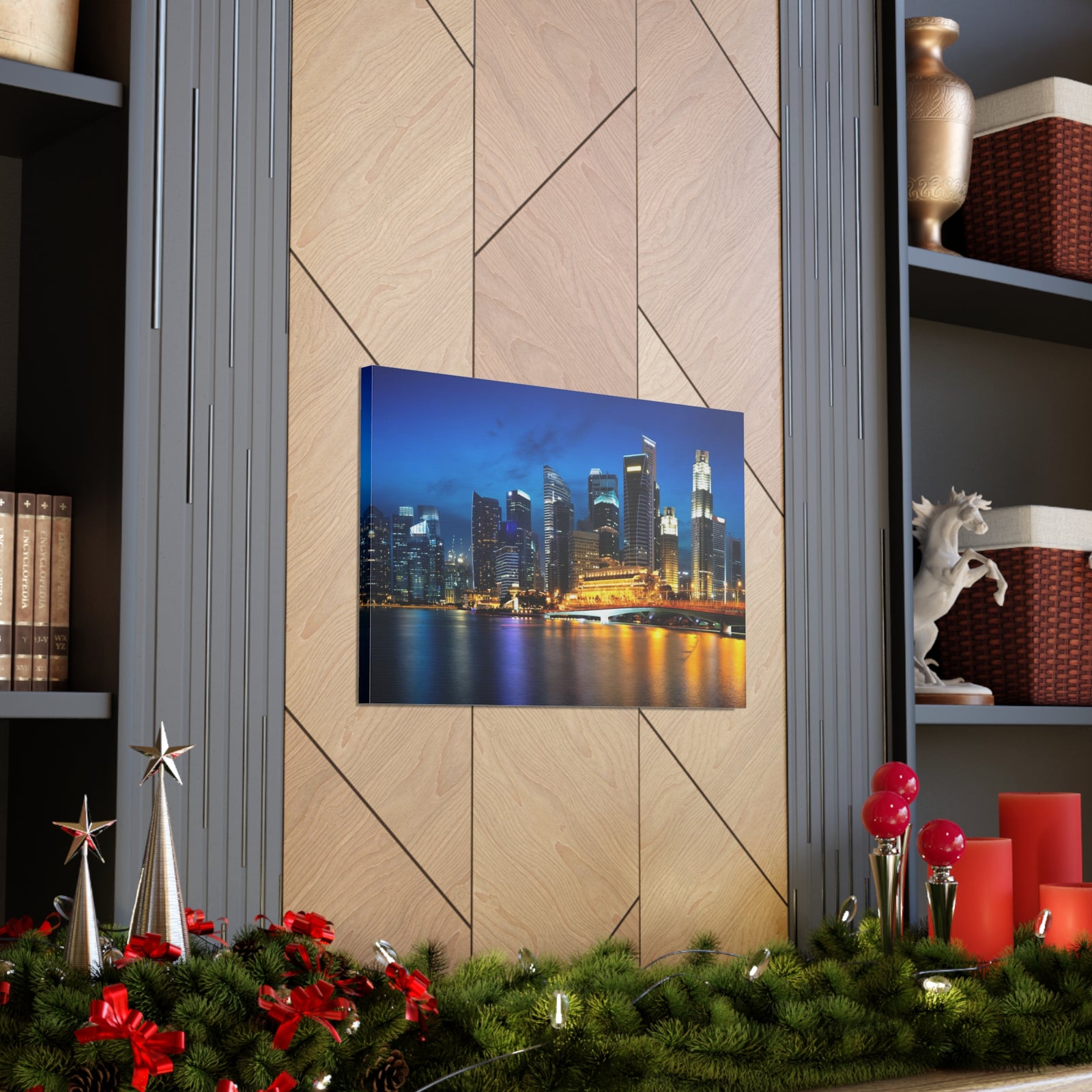 Singapore Night Skyline Canvas Artwork High-Quality Breathtaking Stunning Cityscape for Home Decor Ready to Hang-Express Your Love Gifts