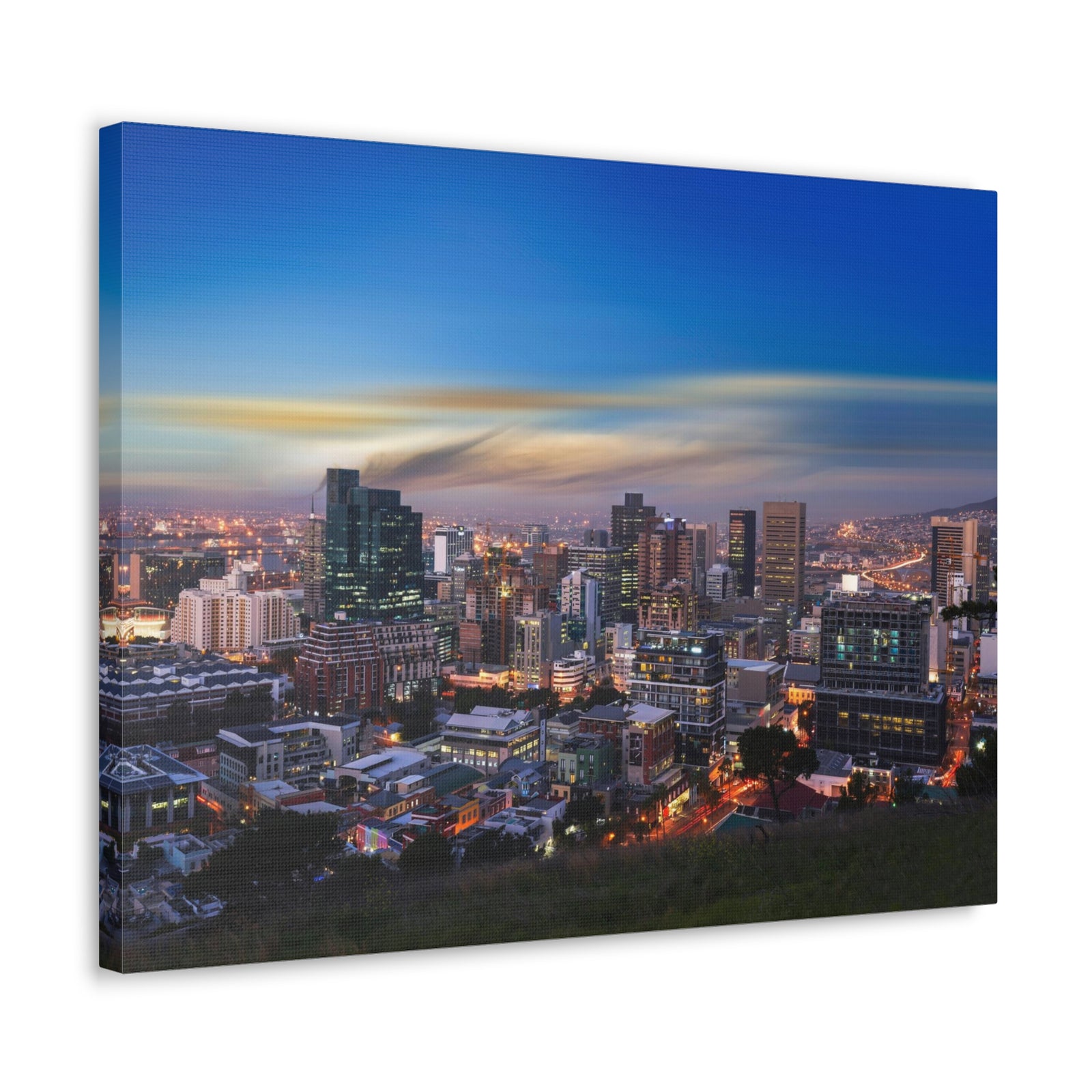 Cape Town Night Skyline Canvas Artwork High-Quality Breathtaking Stunning Cityscape for Home Decor Ready to Hang-Express Your Love Gifts
