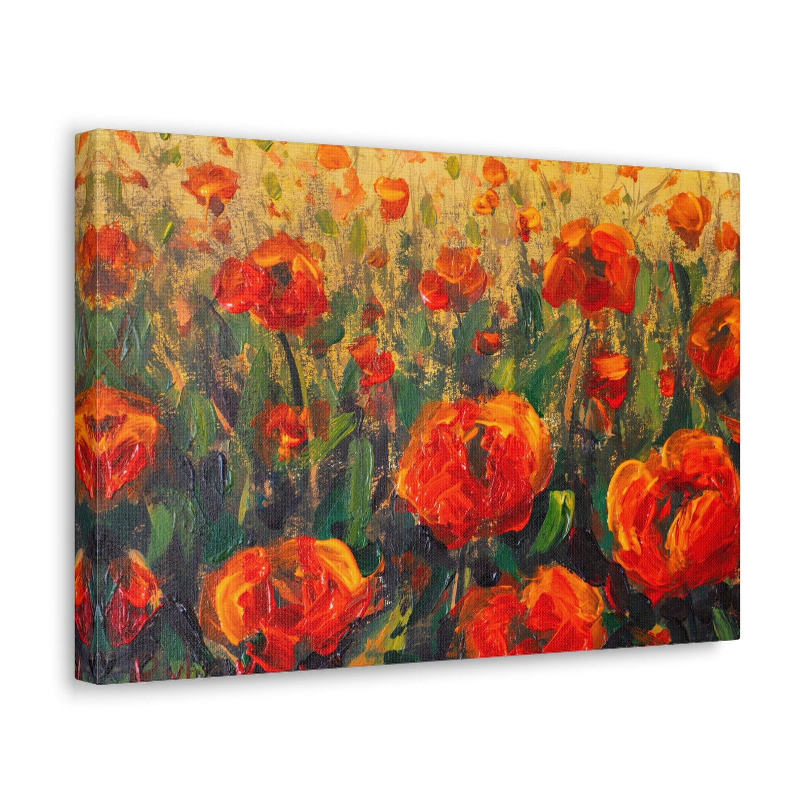 Red Large Poppies In Green Grass Flower Canvas Wall Art for Home Decor Ready-to-Hang-Express Your Love Gifts