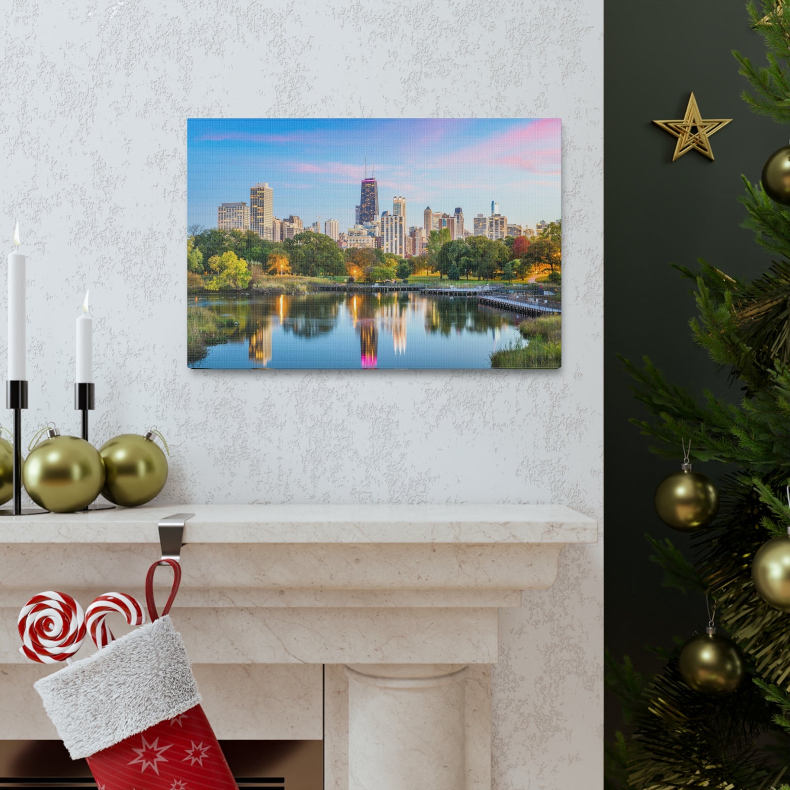Chicago Daytime Skyline Canvas Artwork High-Quality Breathtaking Stunning Cityscape for Home Decor Ready to Hang-Express Your Love Gifts