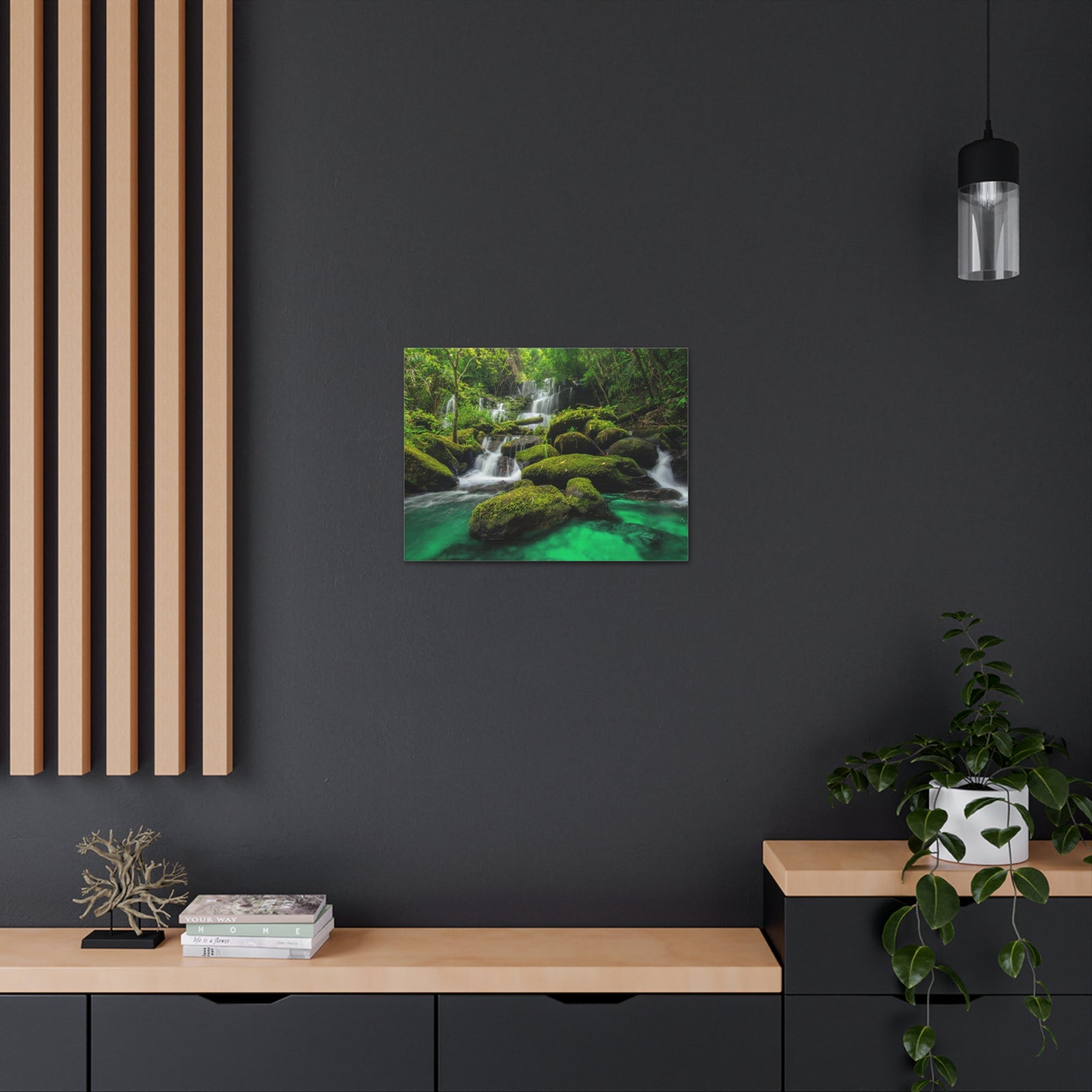 Jungle Waterfall In Thailand Modern Multicolor Scenic Nature Photography Canvas Home Office Decor Ready to Hang-Express Your Love Gifts