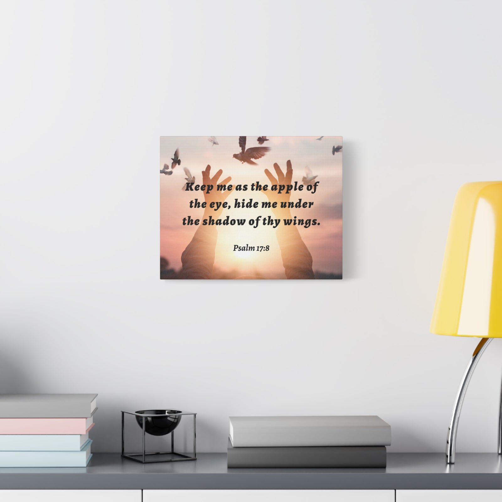 Scripture Walls Thy Wings Psalm 17:8 Bible Verse Canvas Christian Wall Art Ready to Hang-Express Your Love Gifts